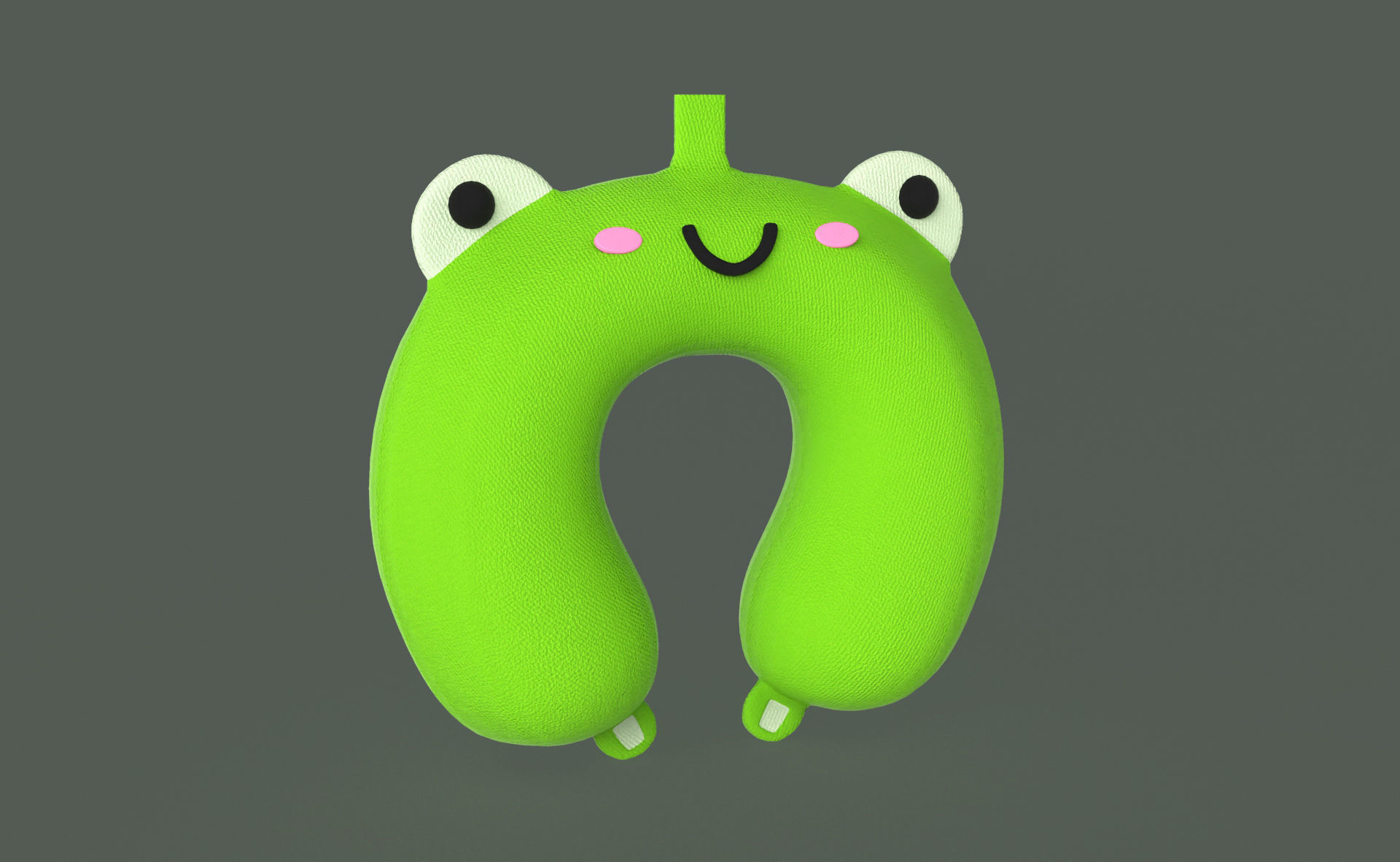 Cartoon Frog U-Shaped Neck Pillow Low-poly 3D model_4