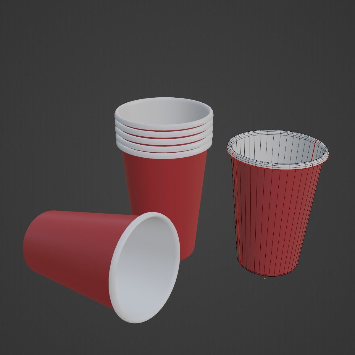 Paper Cup 03 Low-poly 3D model_7