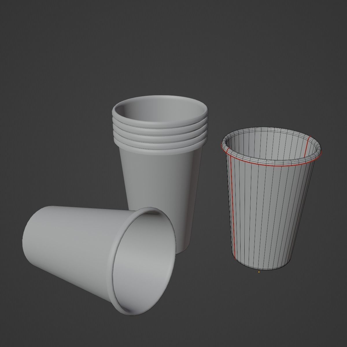 Paper Cup 03 Low-poly 3D model_9