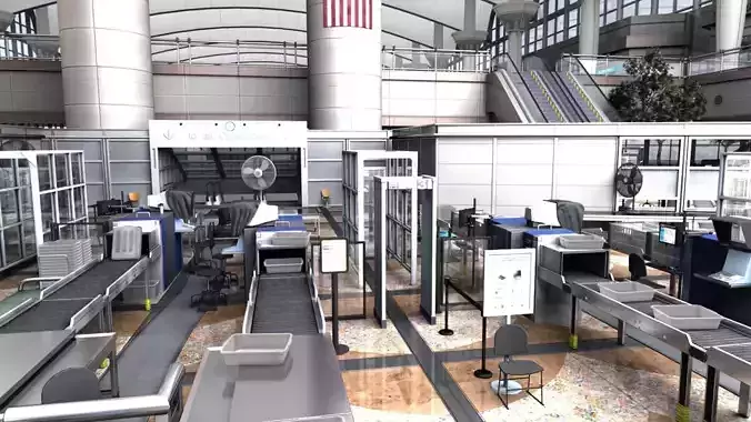 Airport Security Checkpoint 3D Model - Unity Ready