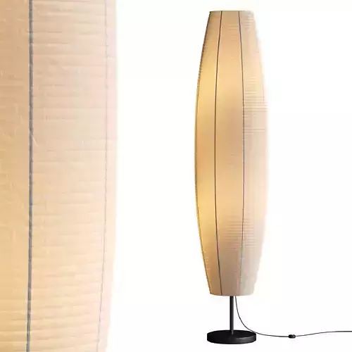 Silver-gray metal round base white paper floor lamp