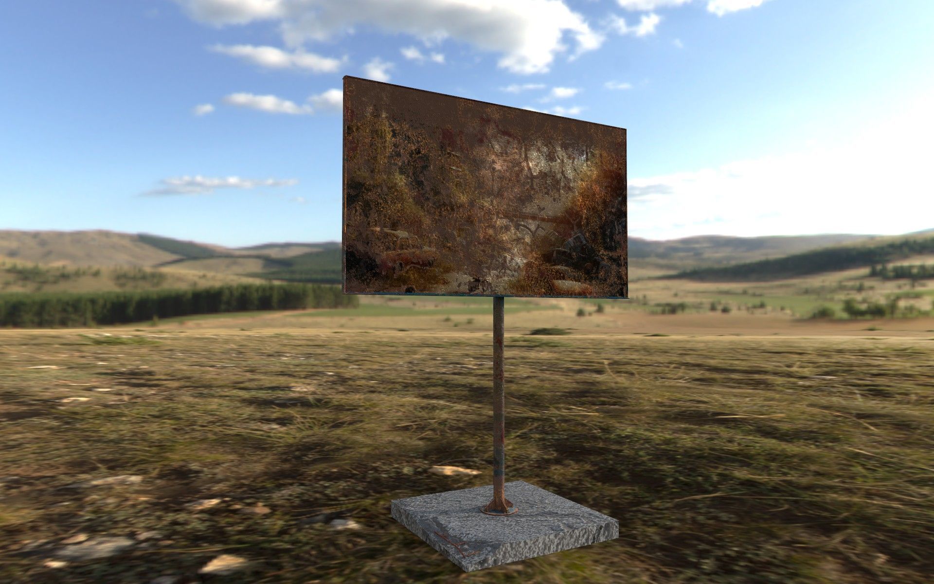 Post apocalyptic Old Billboard Free low-poly 3D model_1