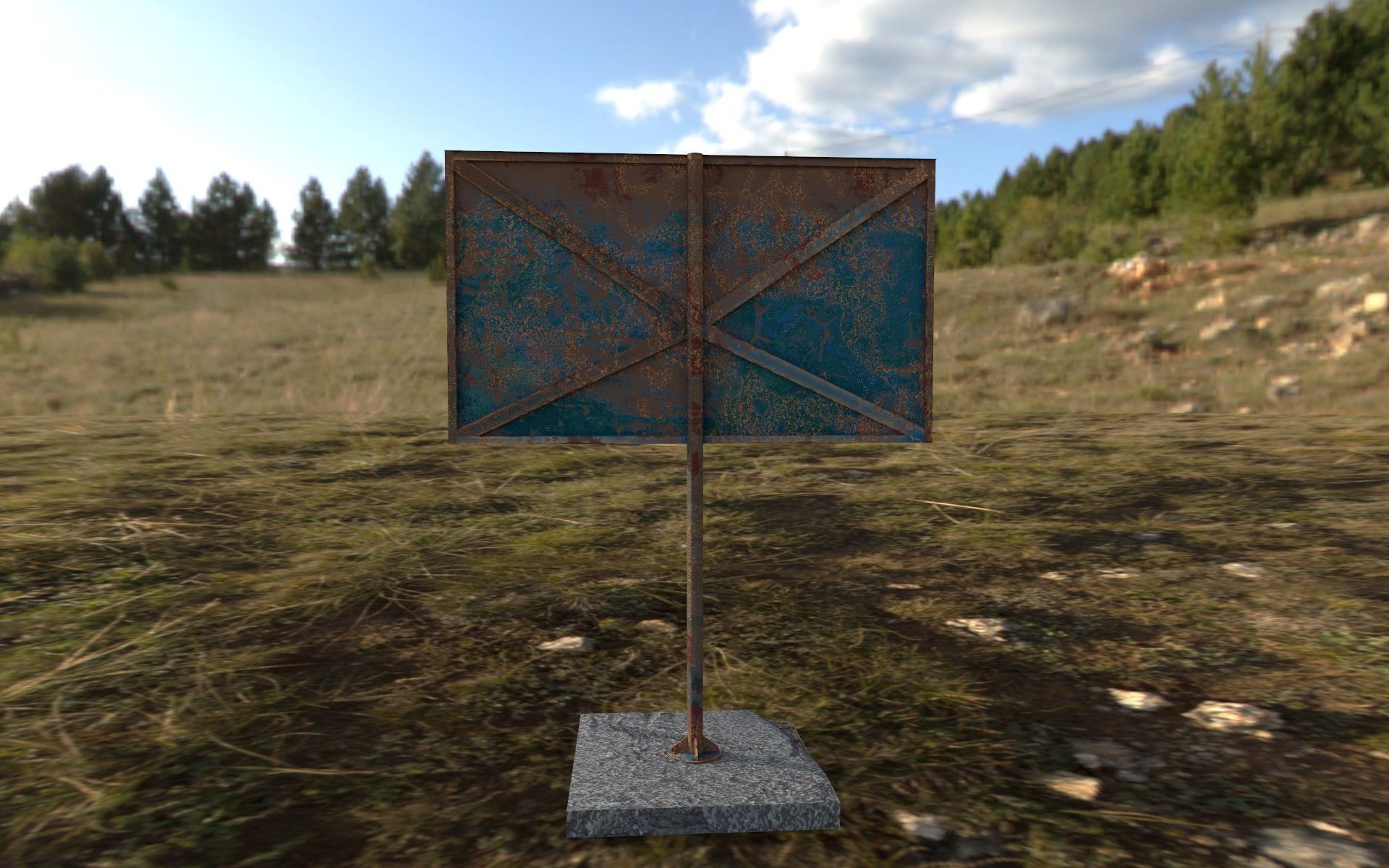 Post apocalyptic Old Billboard Free low-poly 3D model_3