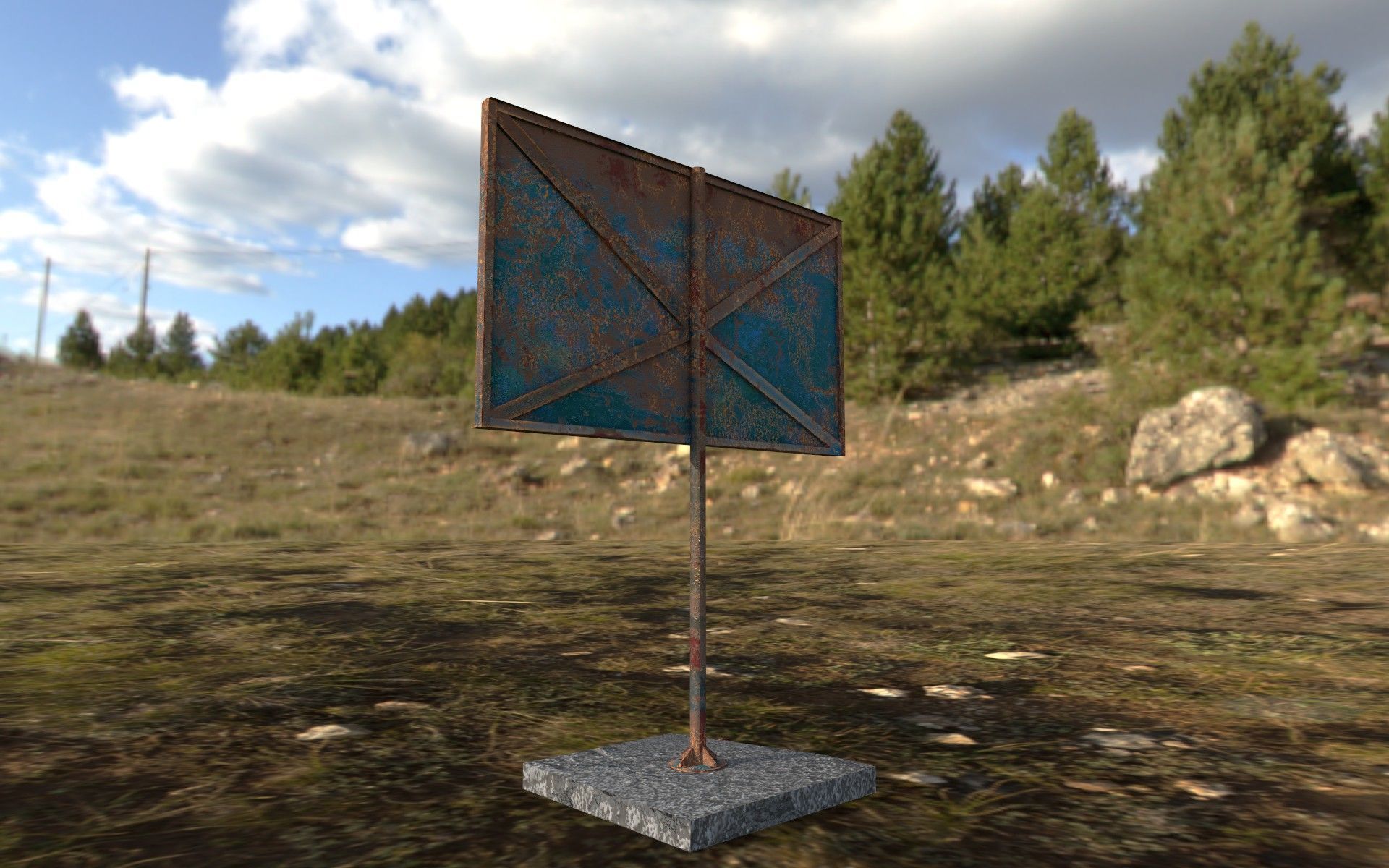 Post apocalyptic Old Billboard Free low-poly 3D model_2