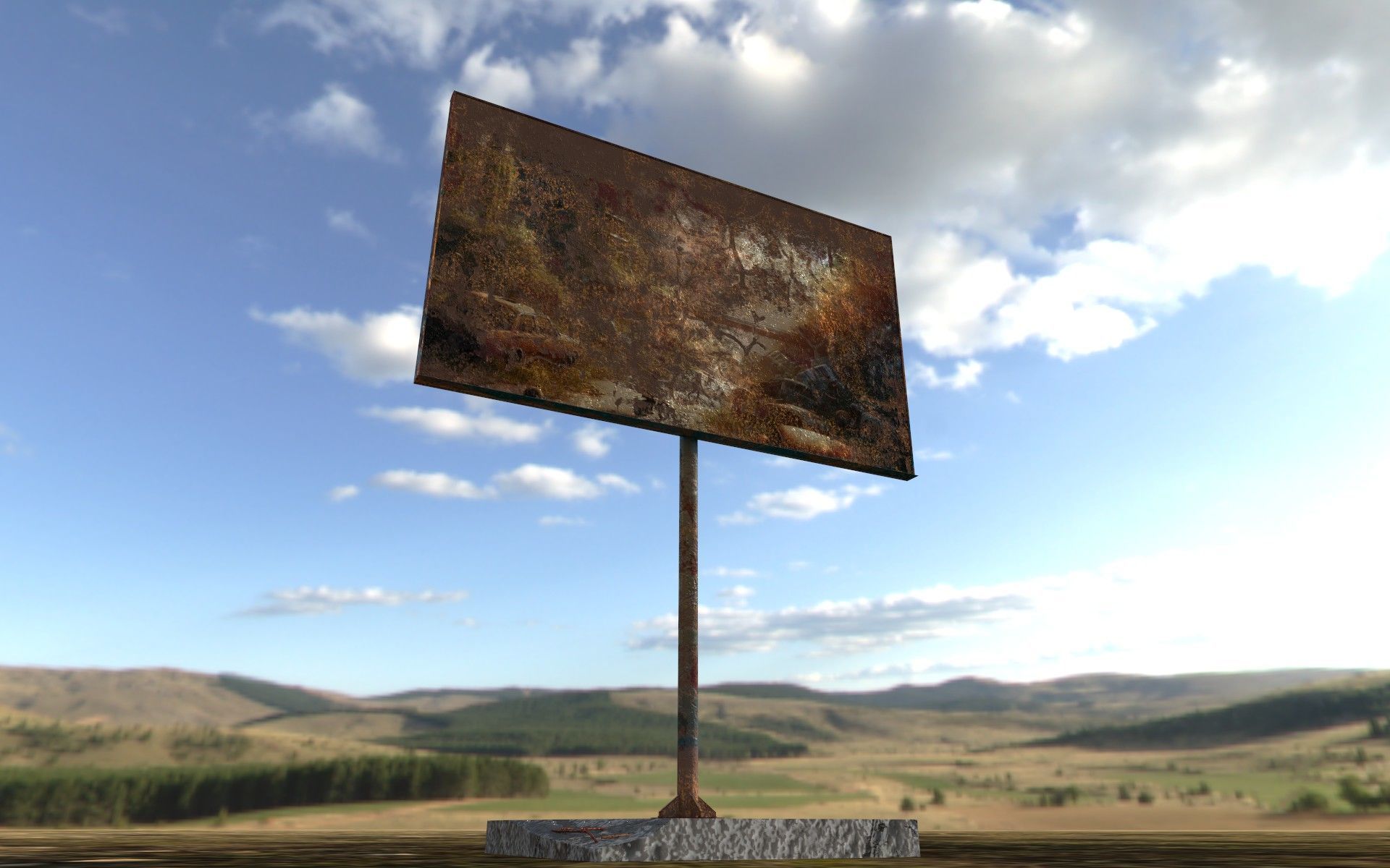 Post apocalyptic Old Billboard Free low-poly 3D model_4