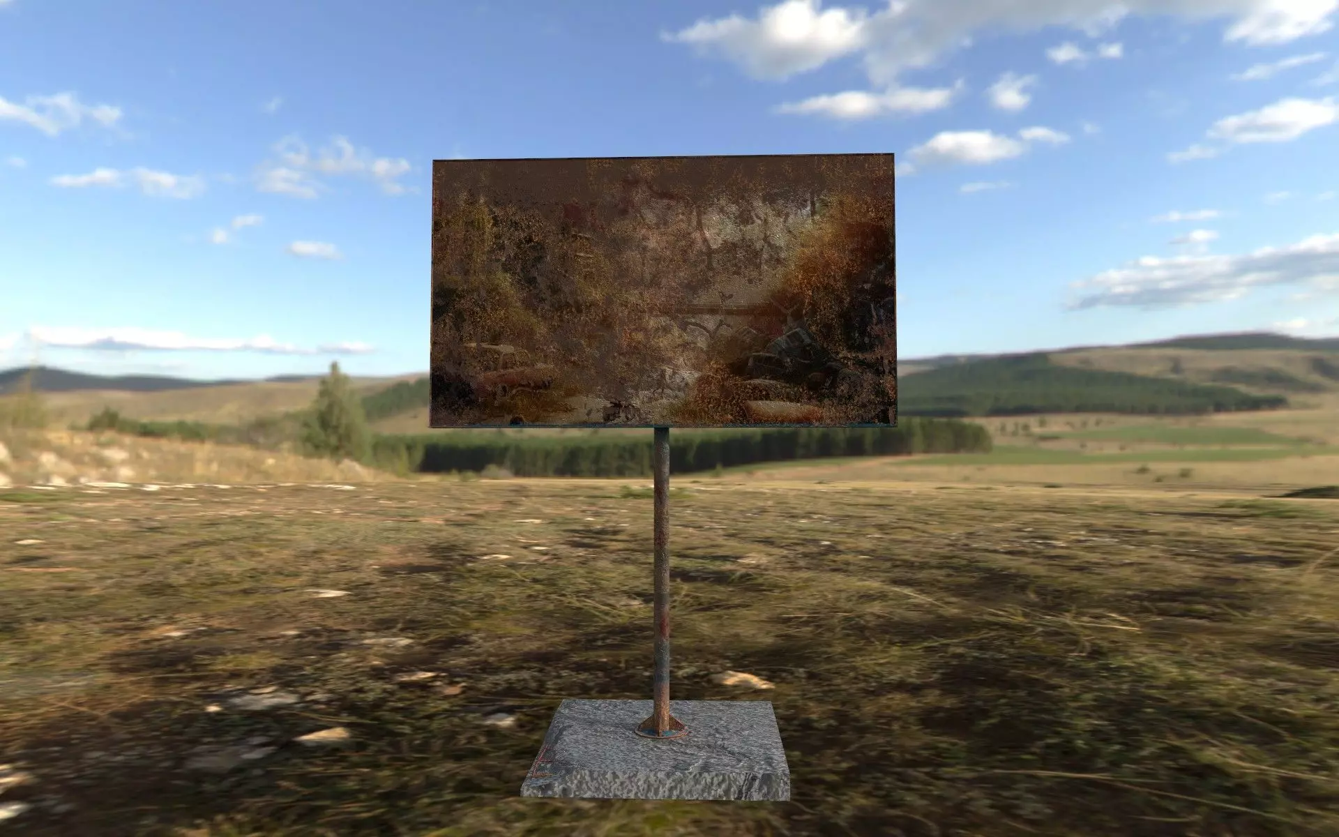 Post apocalyptic Old Billboard Free low-poly 3D model_0
