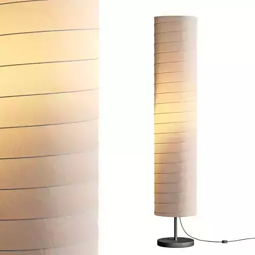Silver-gray metal round base white paper floor lamp