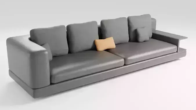 Leather sofa in an elegant minimalist style in dark colors