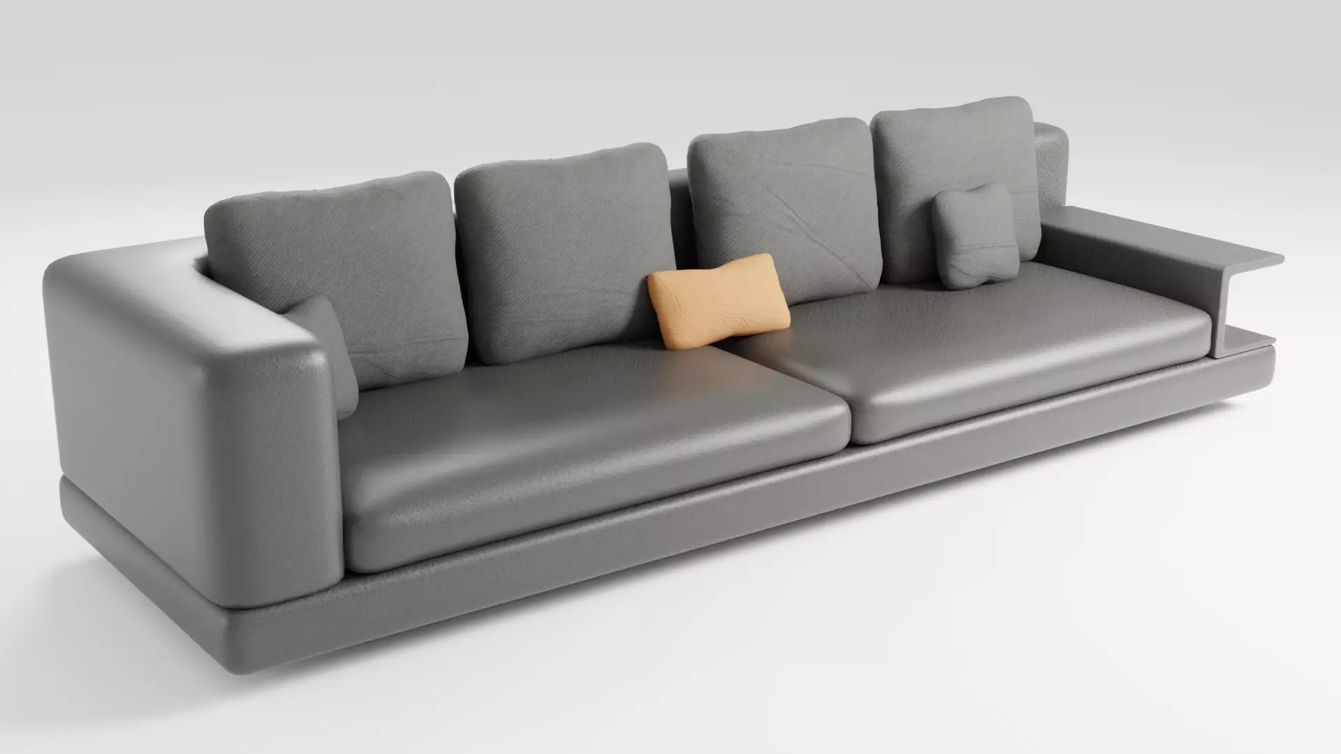 Leather sofa in an elegant minimalist style in dark colors 3D model_0