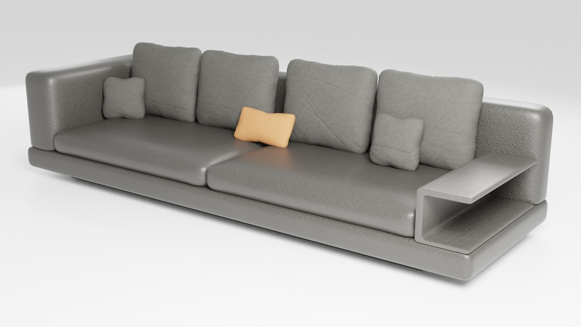 Leather sofa in an elegant minimalist style in dark colors 3D model_4