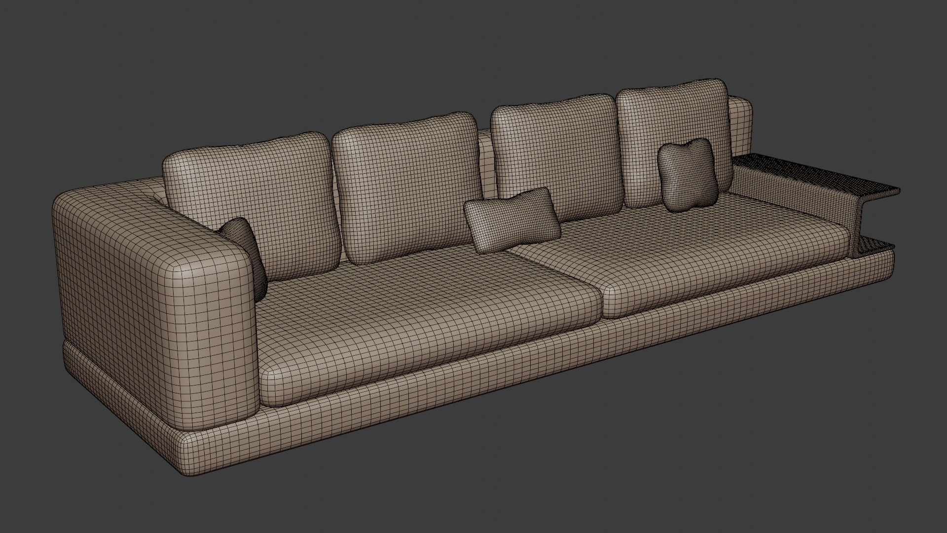 Leather sofa in an elegant minimalist style in dark colors 3D model_6