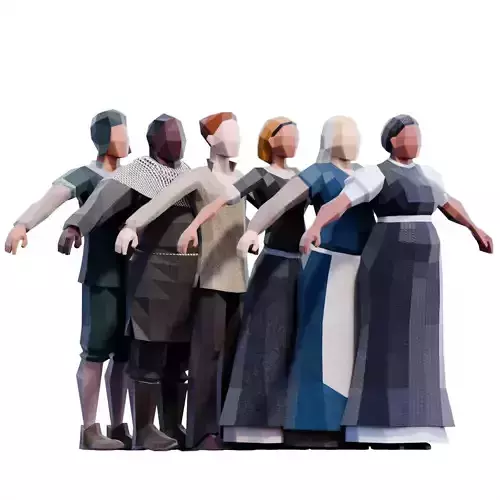 Mediaval Peasants - Animated and Rigged Low-poly 3D model