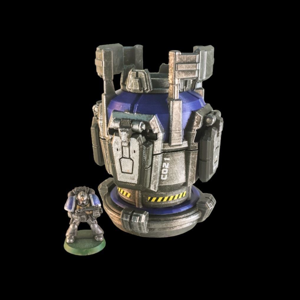 Orbital Drop Pod for 28mm Figs and Dice Roller Tower 3D print model_1
