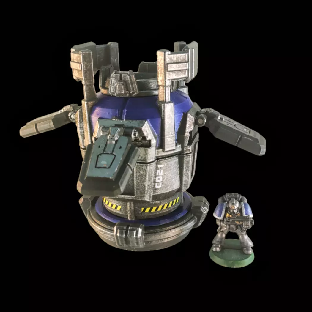 Orbital Drop Pod for 28mm Figs and Dice Roller Tower 3D print model_0