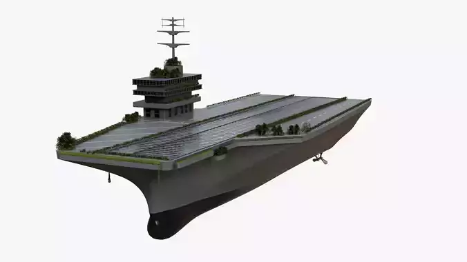 Aircraft Carrier Transformed into a City Low-poly 3D model