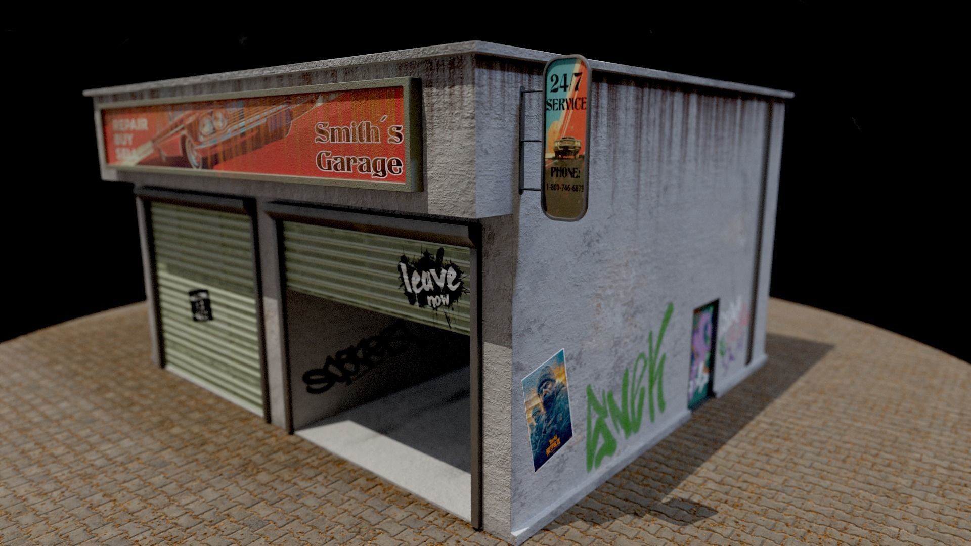 Abandoned Garage Game Low-poly 3D model_5