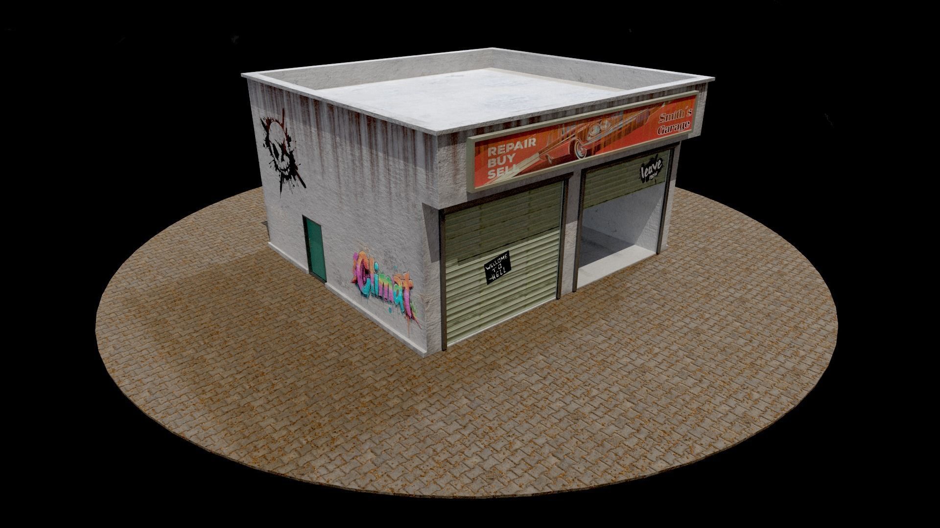 Abandoned Garage Game Low-poly 3D model_4