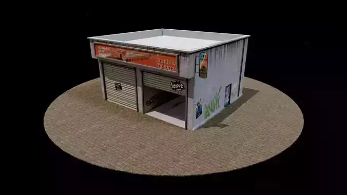 Abandoned Garage Game Low-poly 3D model