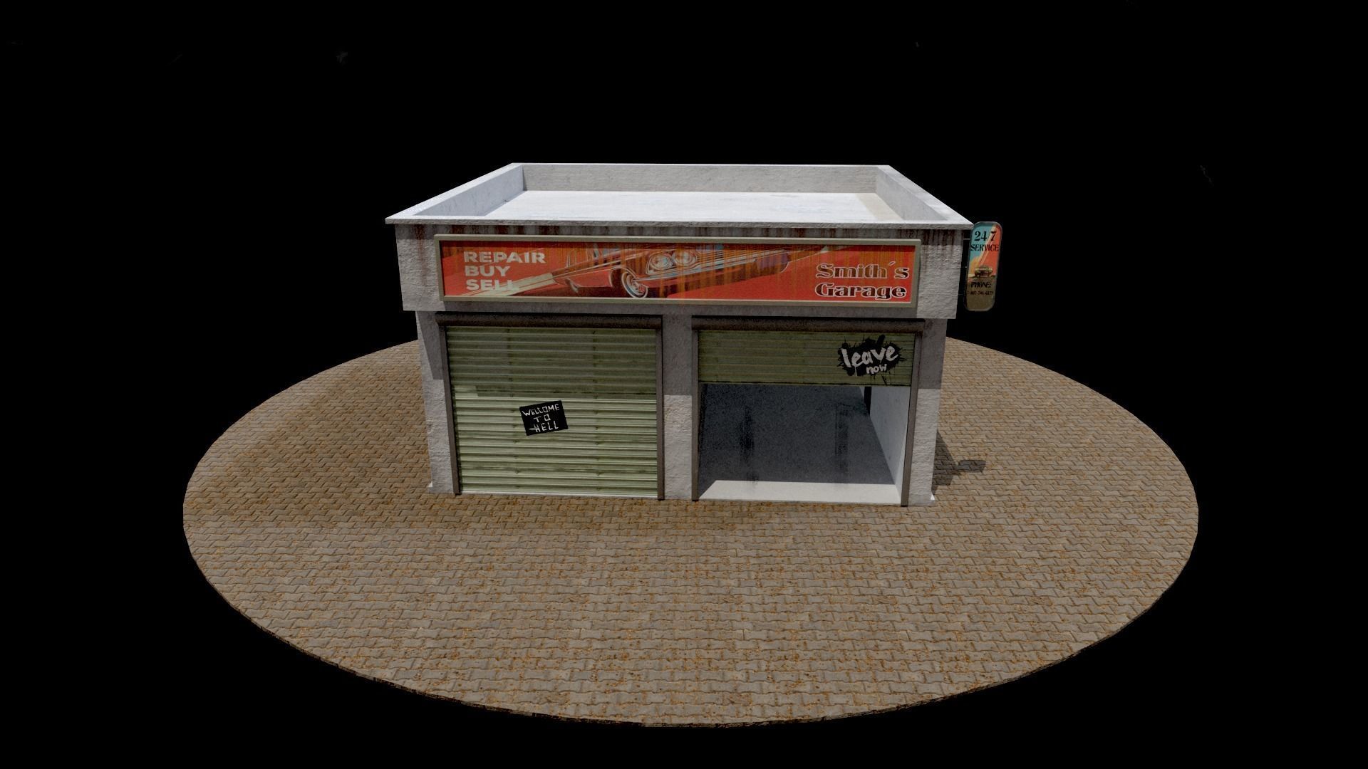 Abandoned Garage Game Low-poly 3D model_3