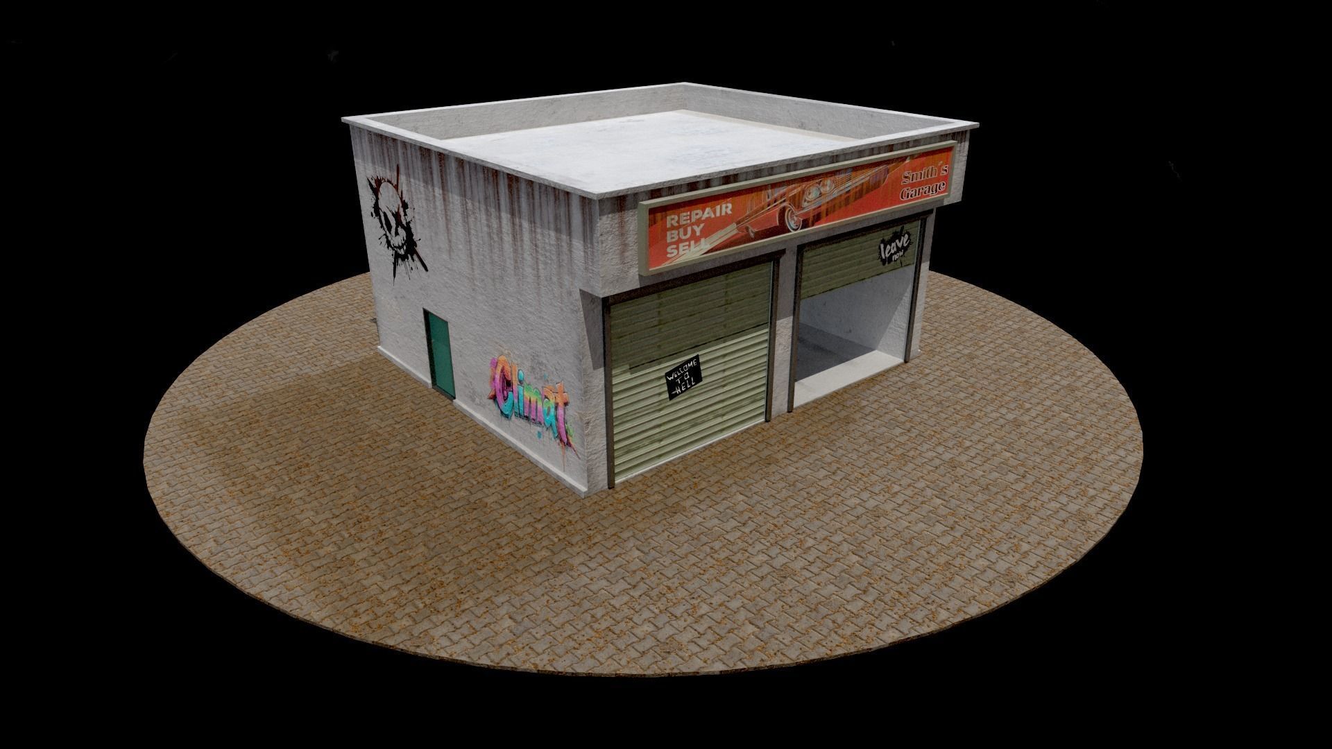 Abandoned Garage Game Low-poly 3D model_2