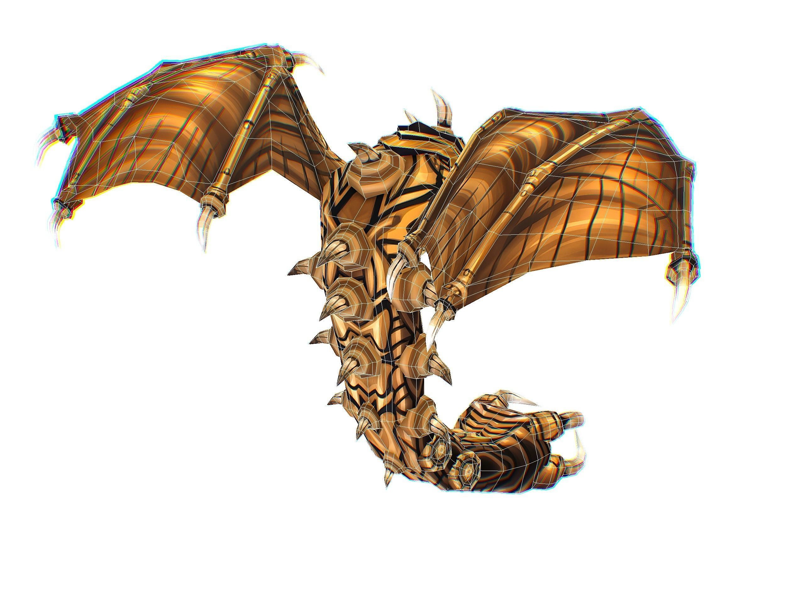 Animated Green Stingray Flying Monster Low-poly 3D model_38