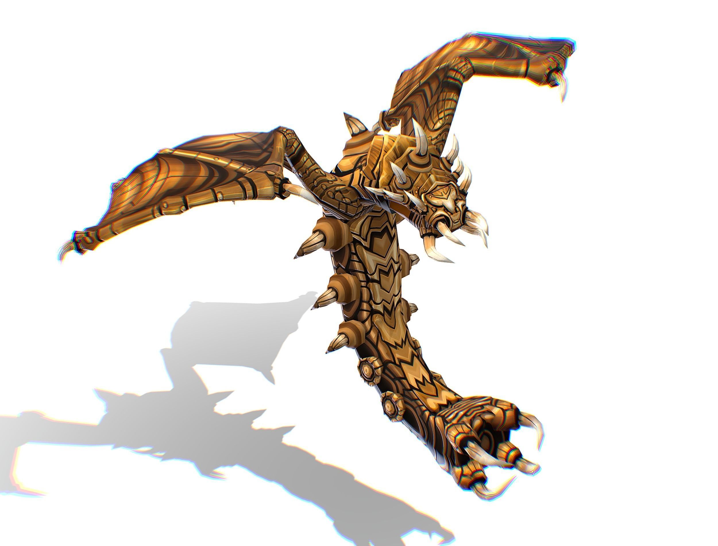 Animated Green Stingray Flying Monster Low-poly 3D model_17