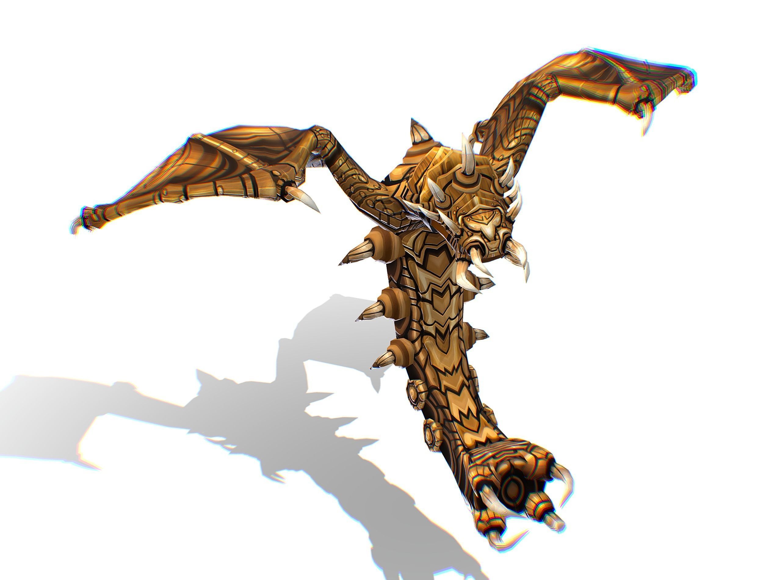 Animated Green Stingray Flying Monster Low-poly 3D model_16