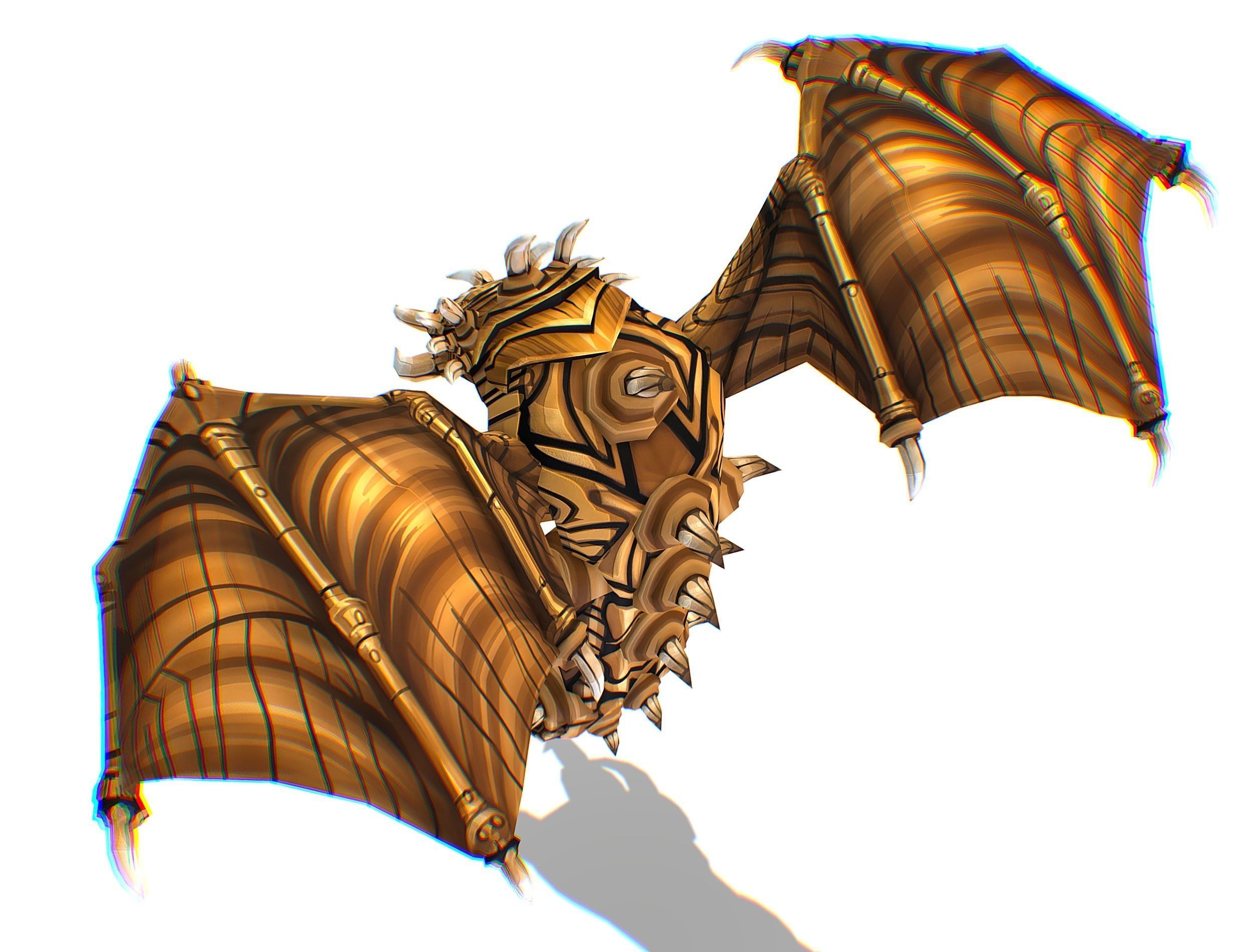 Animated Green Stingray Flying Monster Low-poly 3D model_35