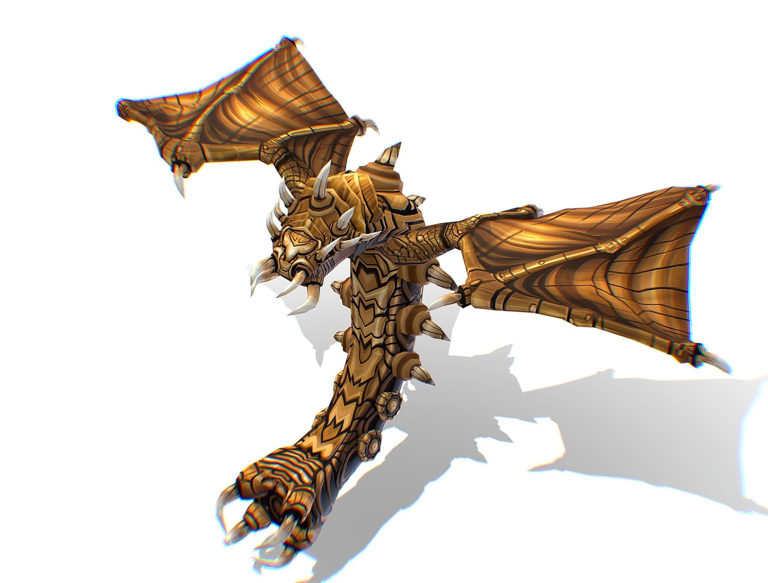 Animated Green Stingray Flying Monster Low-poly 3D model_3