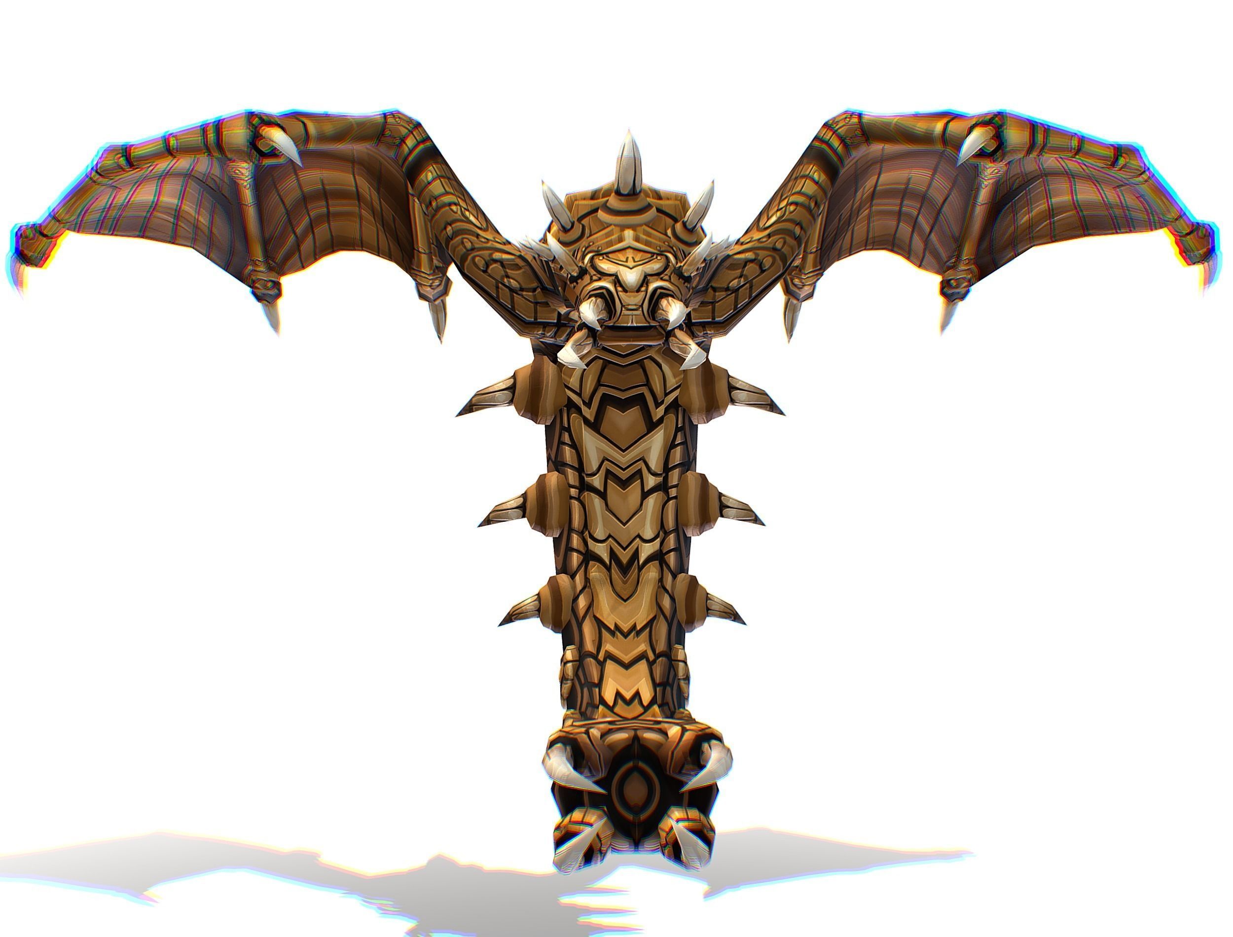 Animated Green Stingray Flying Monster Low-poly 3D model_29