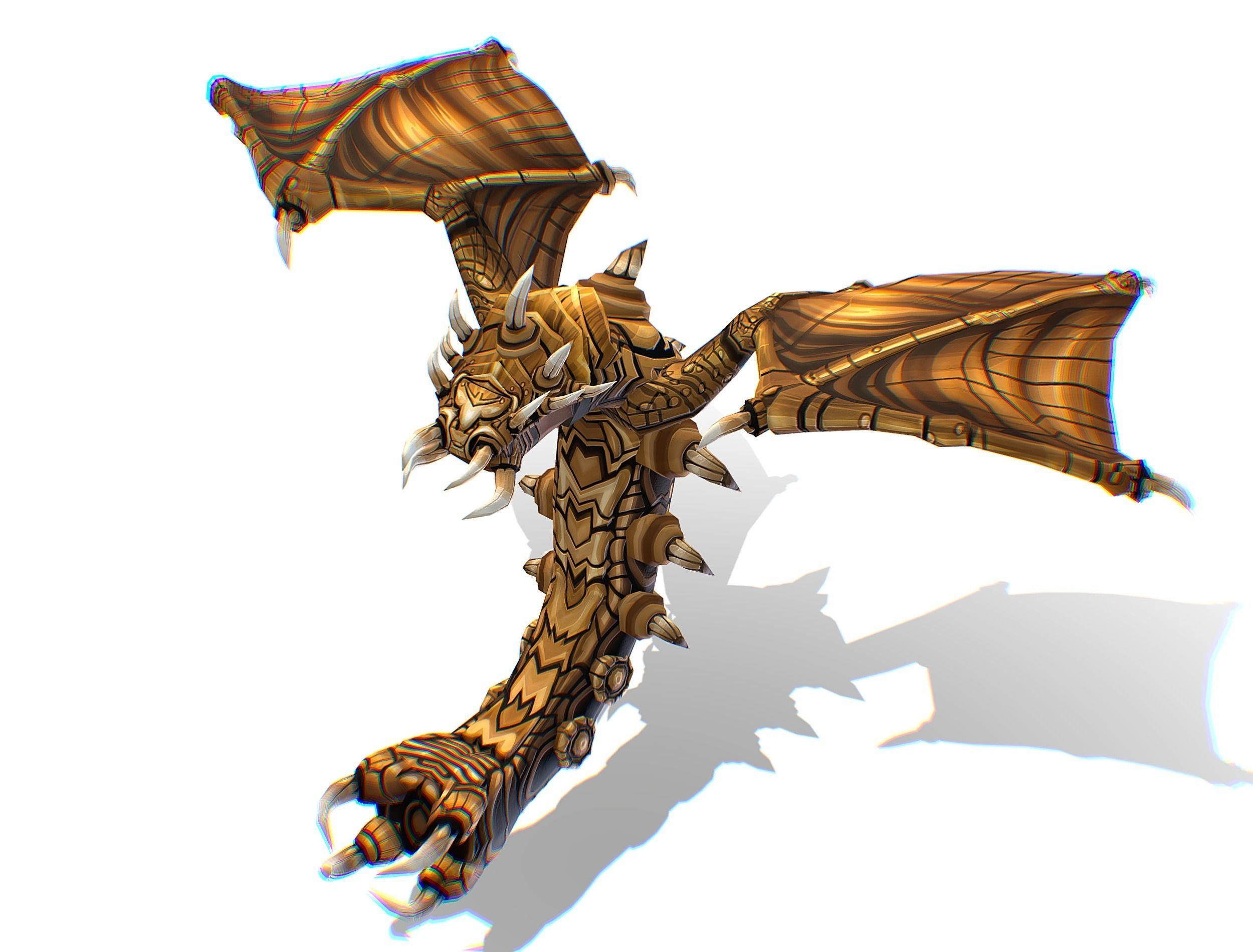 Animated Green Stingray Flying Monster Low-poly 3D model_1