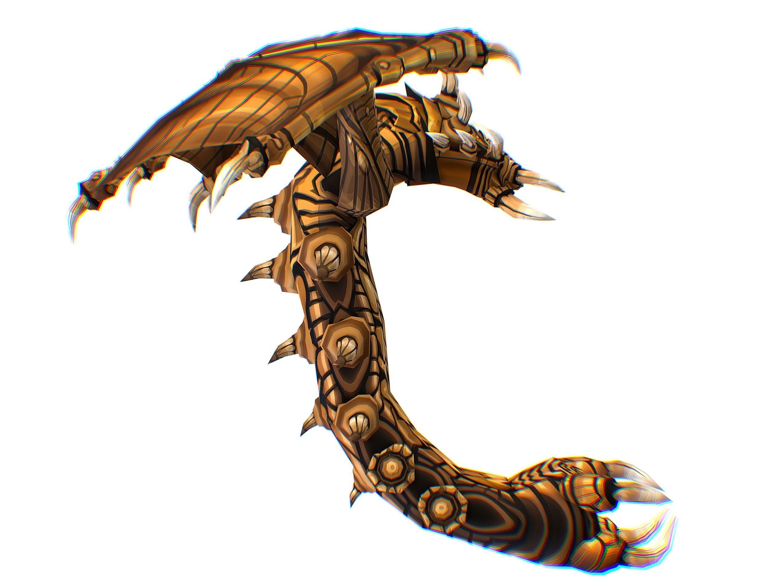 Animated Green Stingray Flying Monster Low-poly 3D model_30