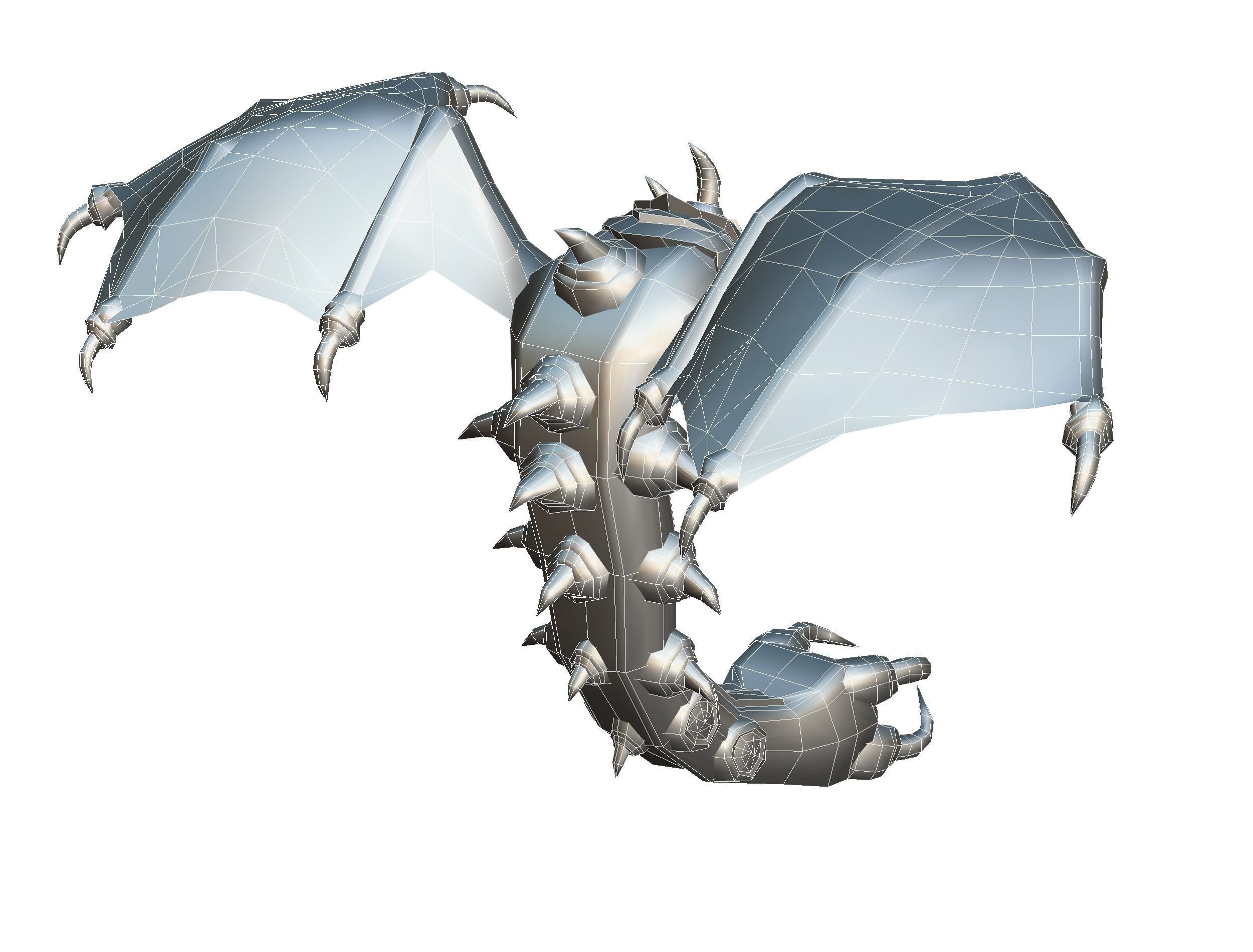 Animated Green Stingray Flying Monster Low-poly 3D model_39