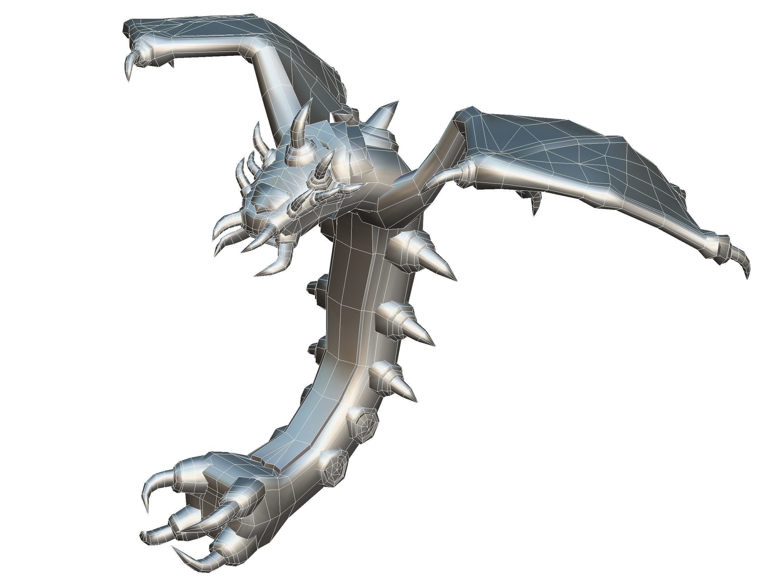 Animated Green Stingray Flying Monster Low-poly 3D model_37