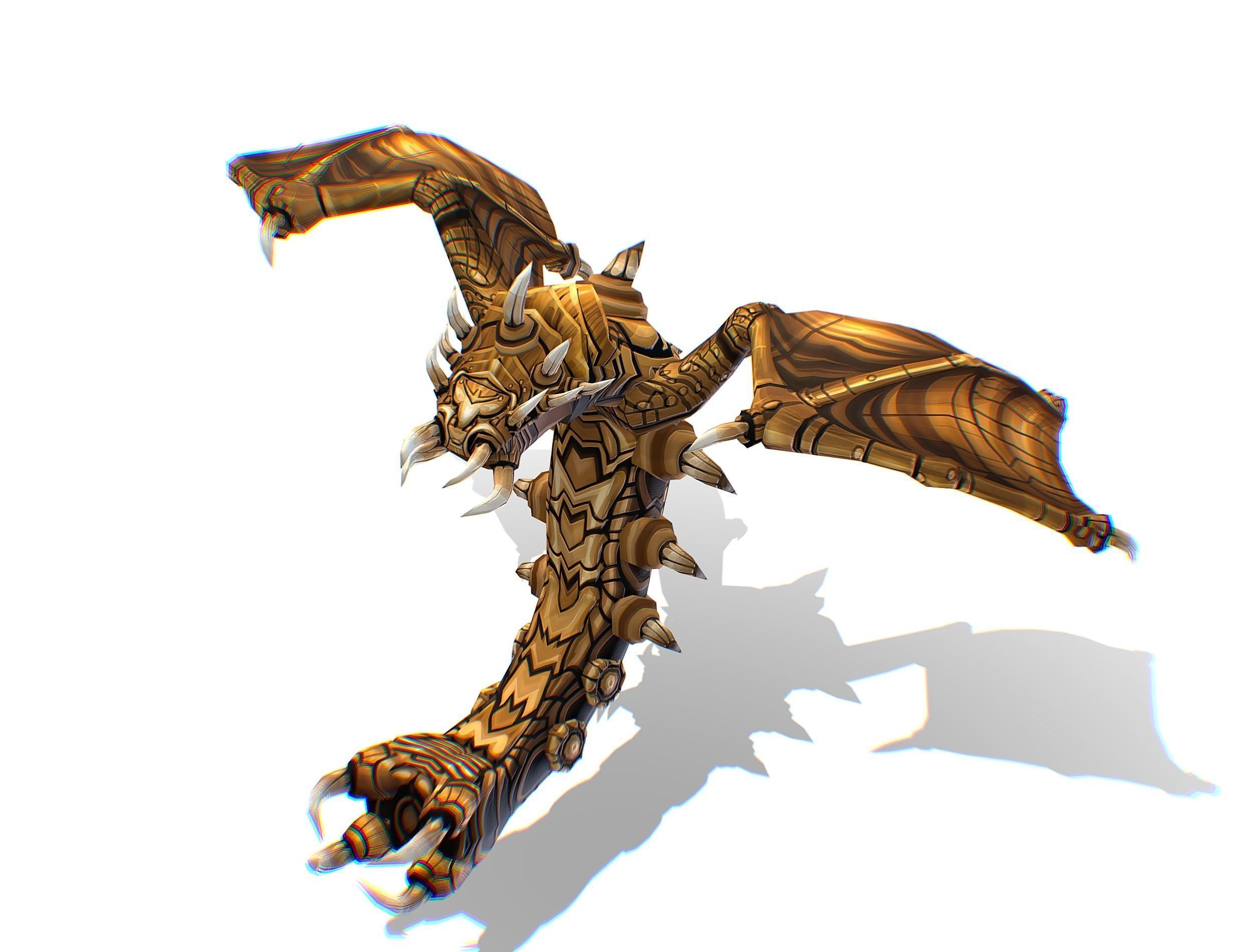 Animated Green Stingray Flying Monster Low-poly 3D model_10