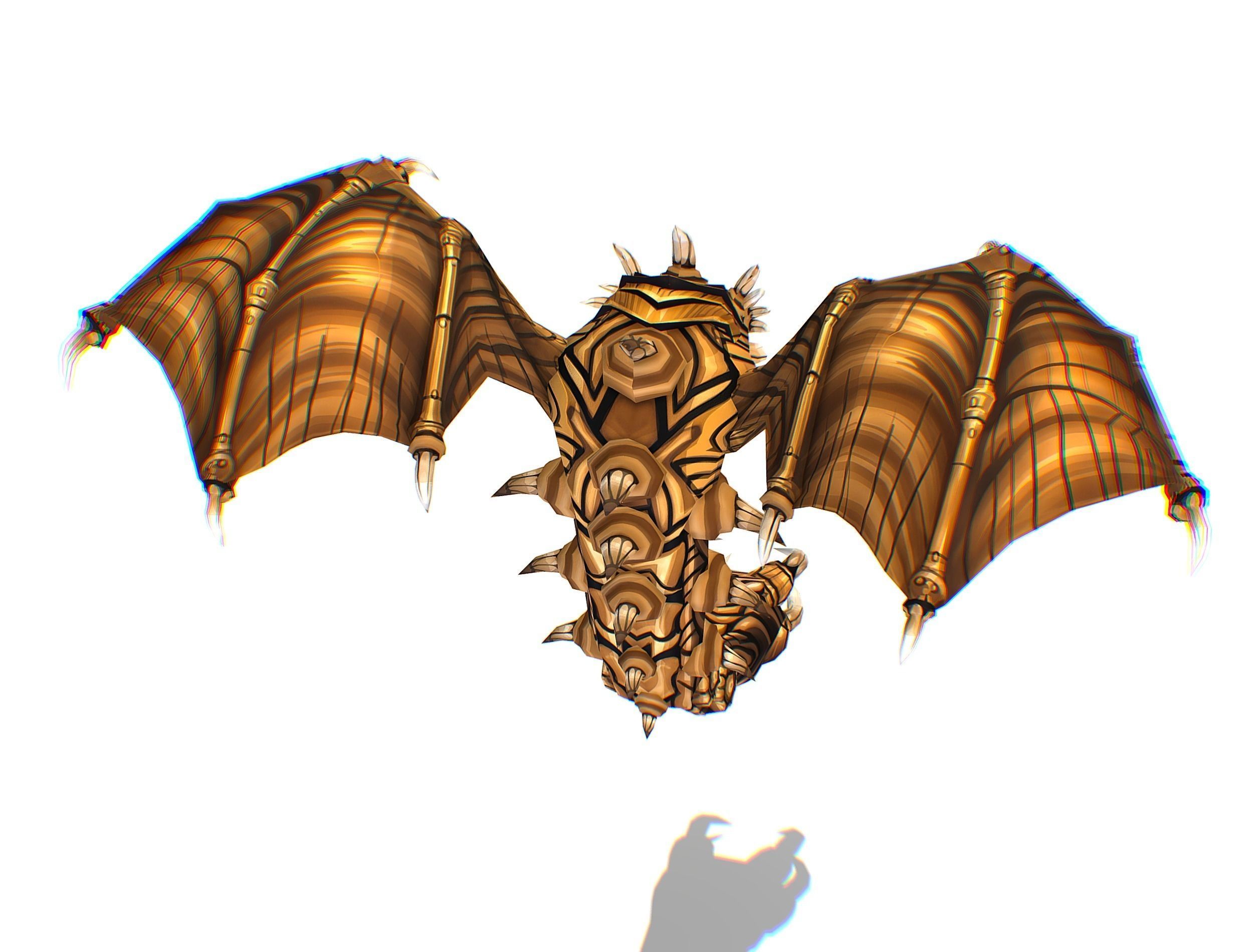 Animated Green Stingray Flying Monster Low-poly 3D model_22