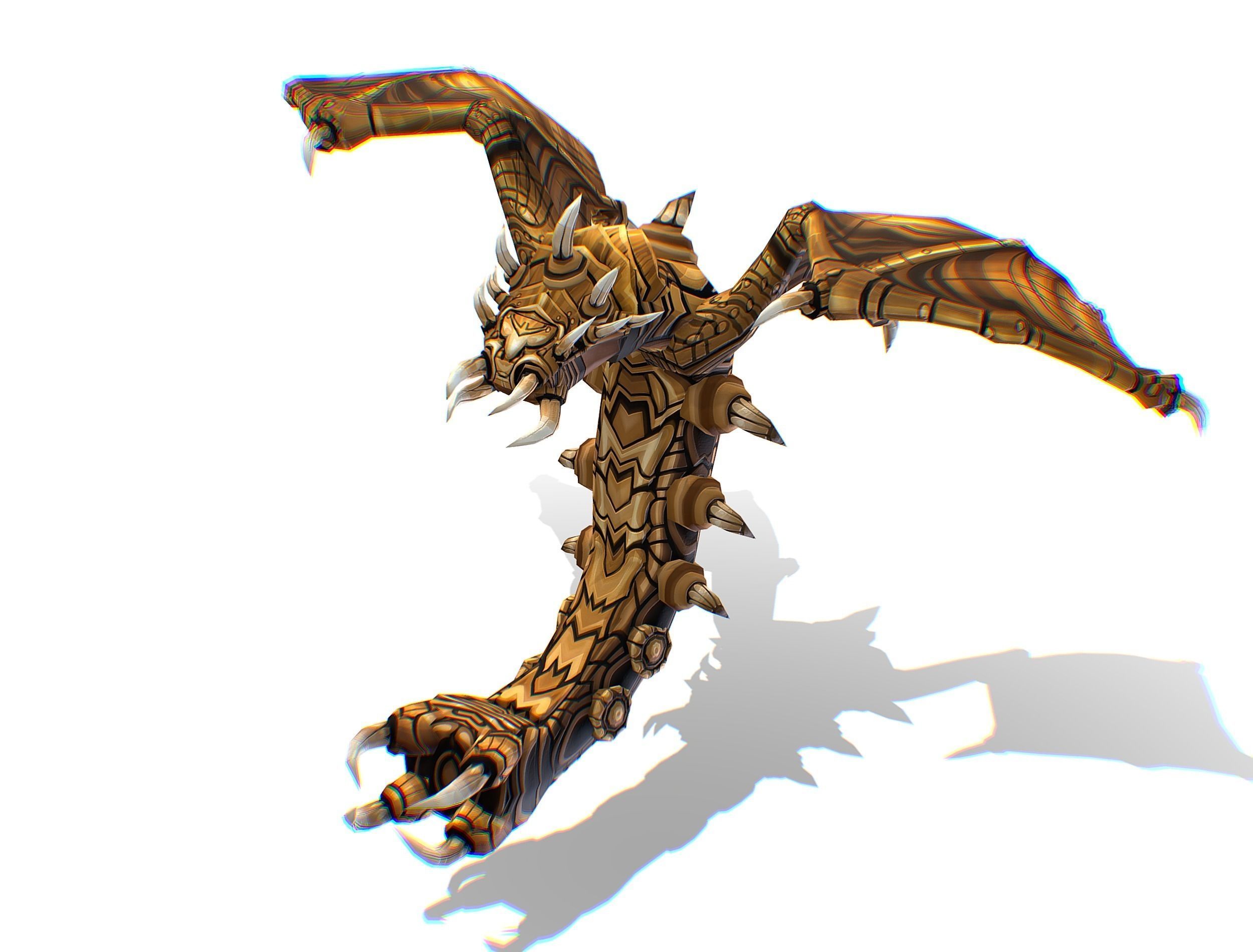 Animated Green Stingray Flying Monster Low-poly 3D model_27