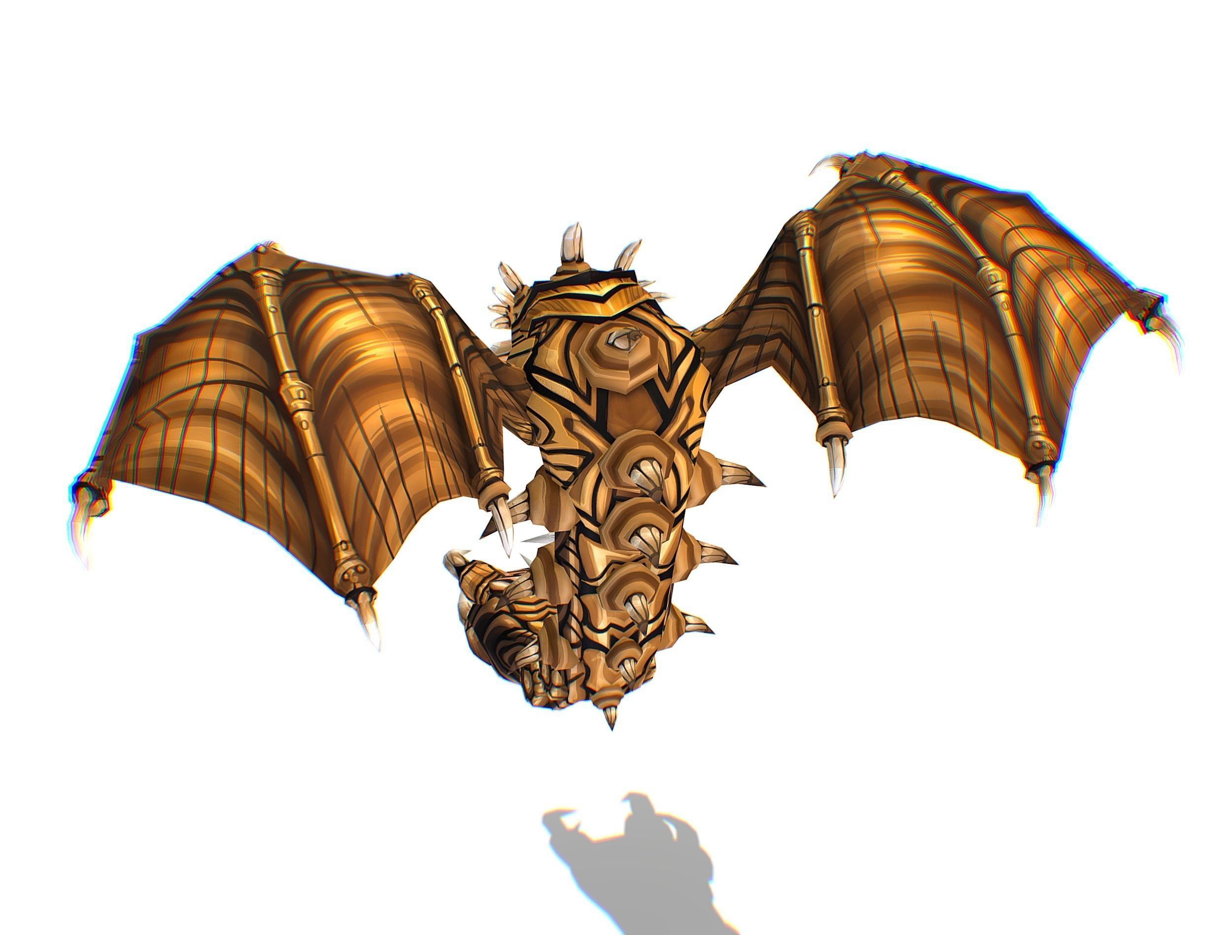 Animated Green Stingray Flying Monster Low-poly 3D model_23