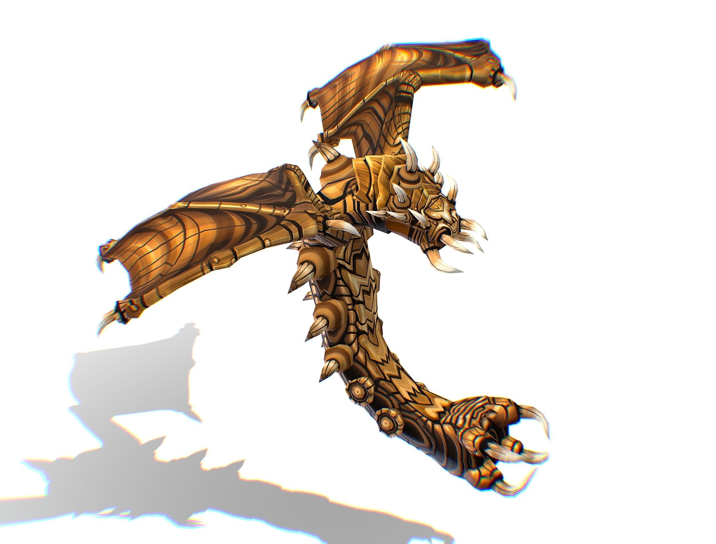 Animated Green Stingray Flying Monster Low-poly 3D model_18