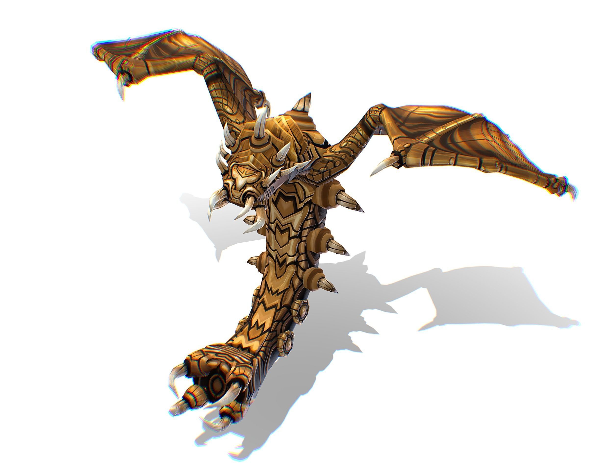 Animated Green Stingray Flying Monster Low-poly 3D model_12