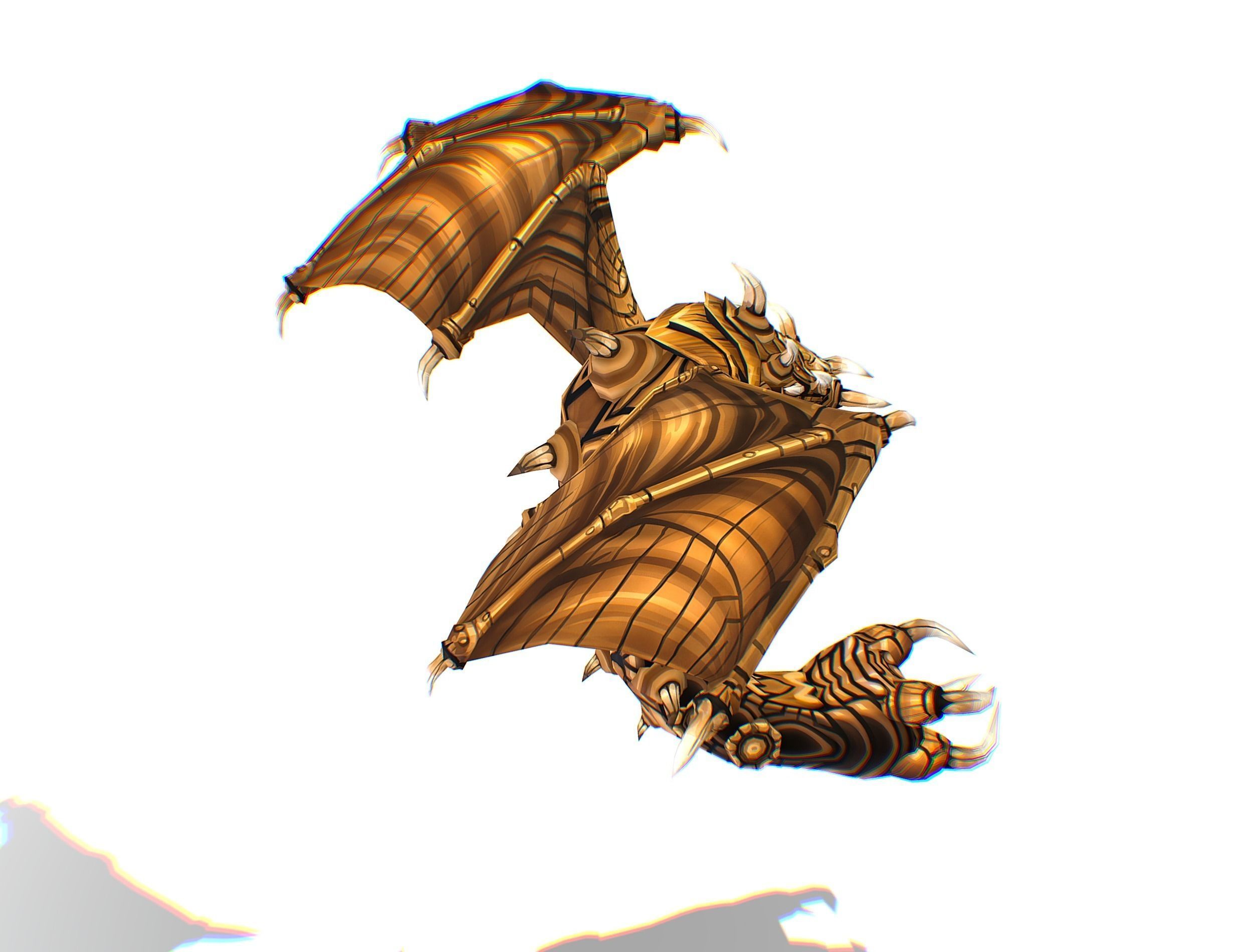 Animated Green Stingray Flying Monster Low-poly 3D model_20