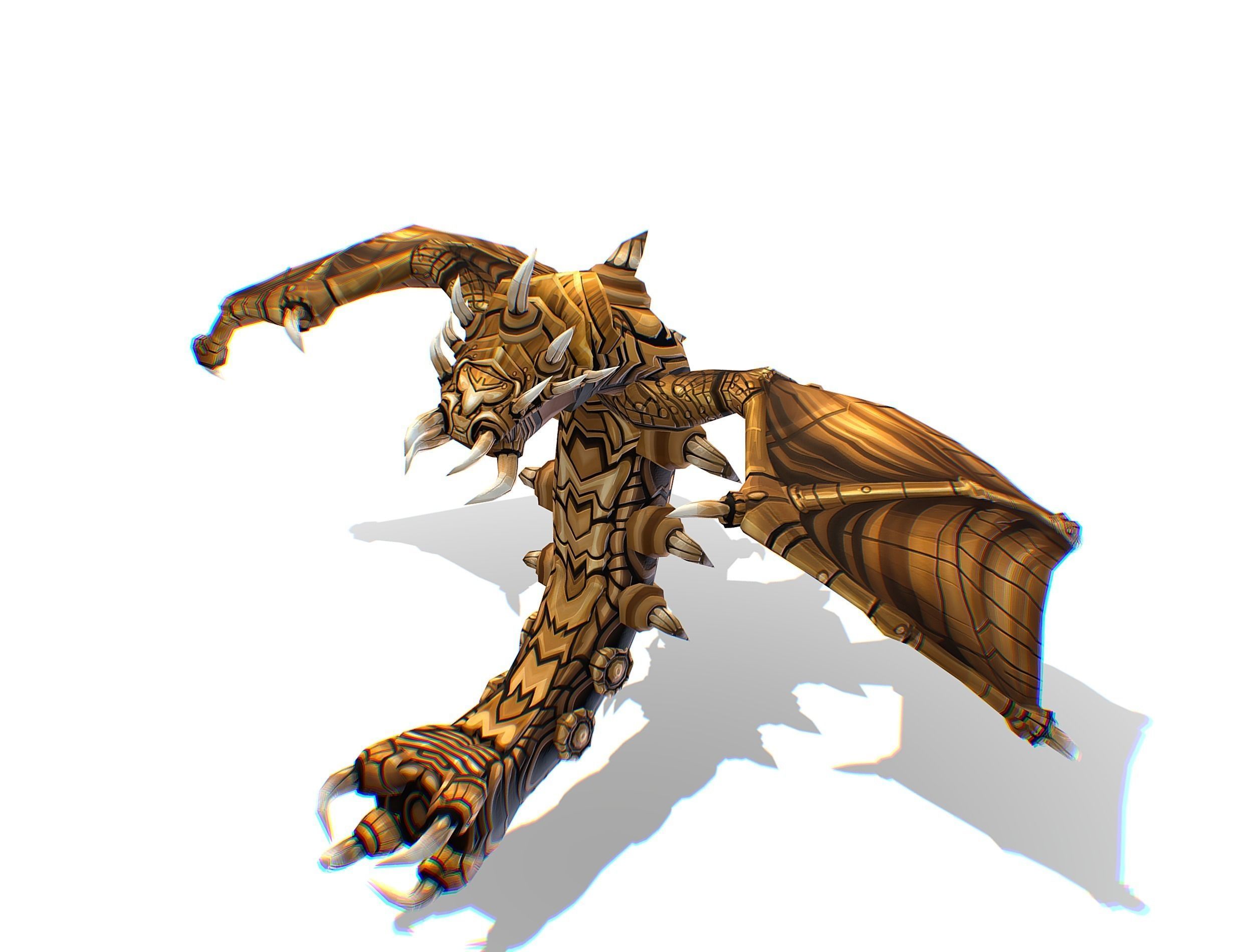 Animated Green Stingray Flying Monster Low-poly 3D model_9