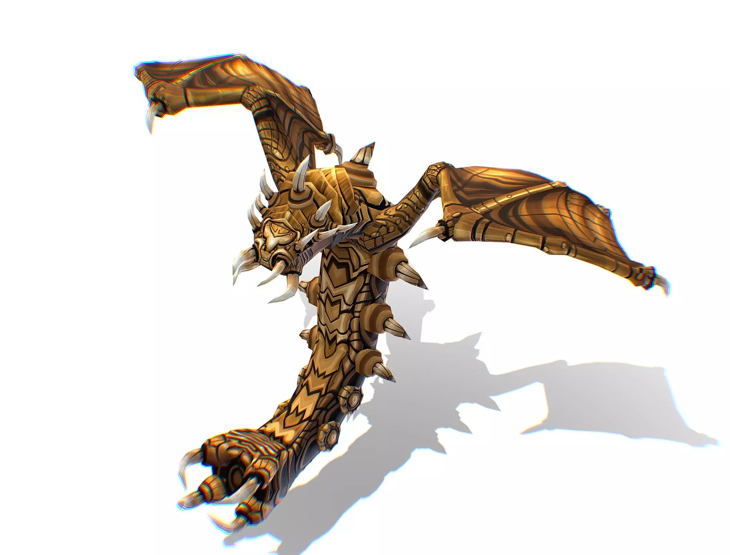 Animated Green Stingray Flying Monster Low-poly 3D model_0