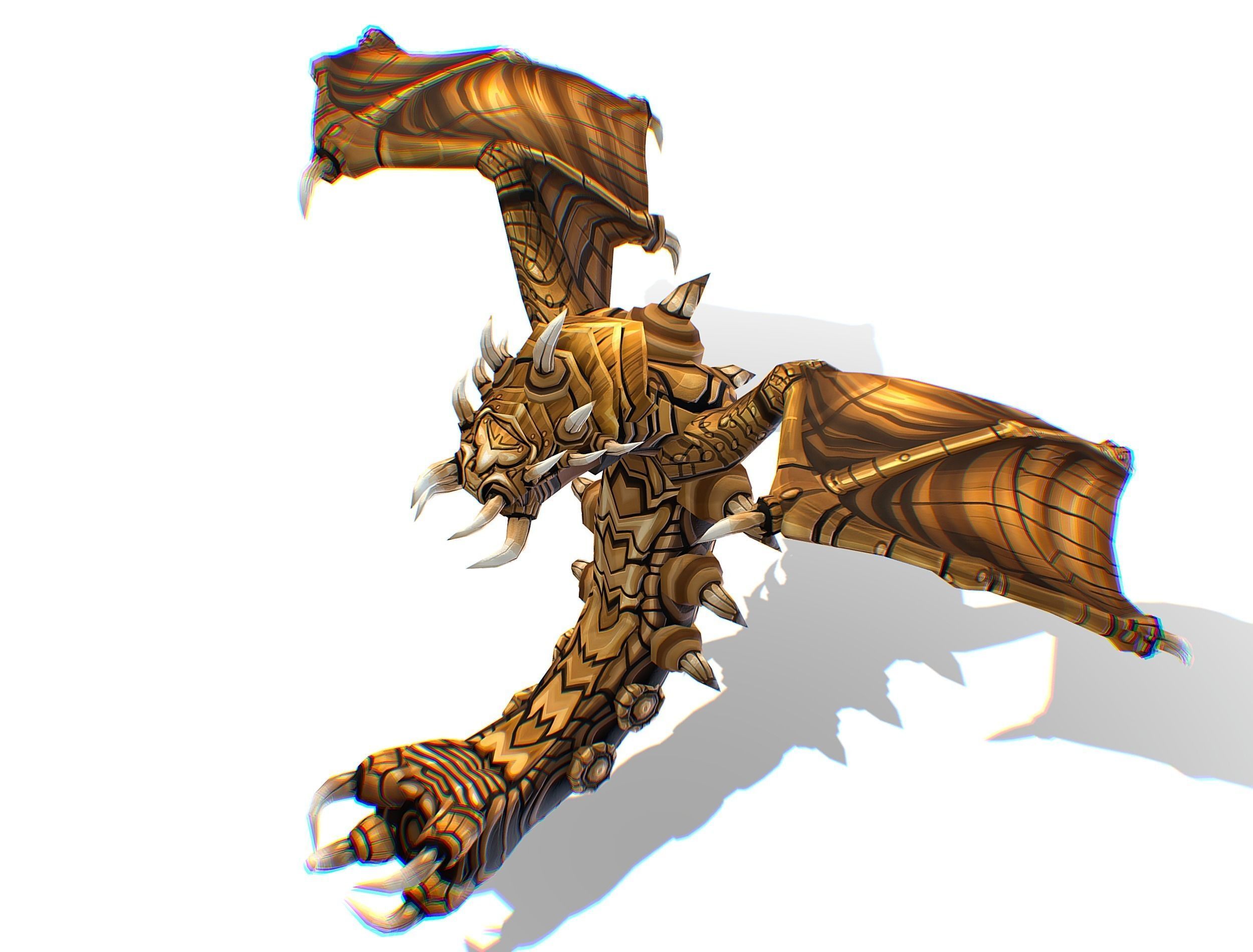 Animated Green Stingray Flying Monster Low-poly 3D model_32