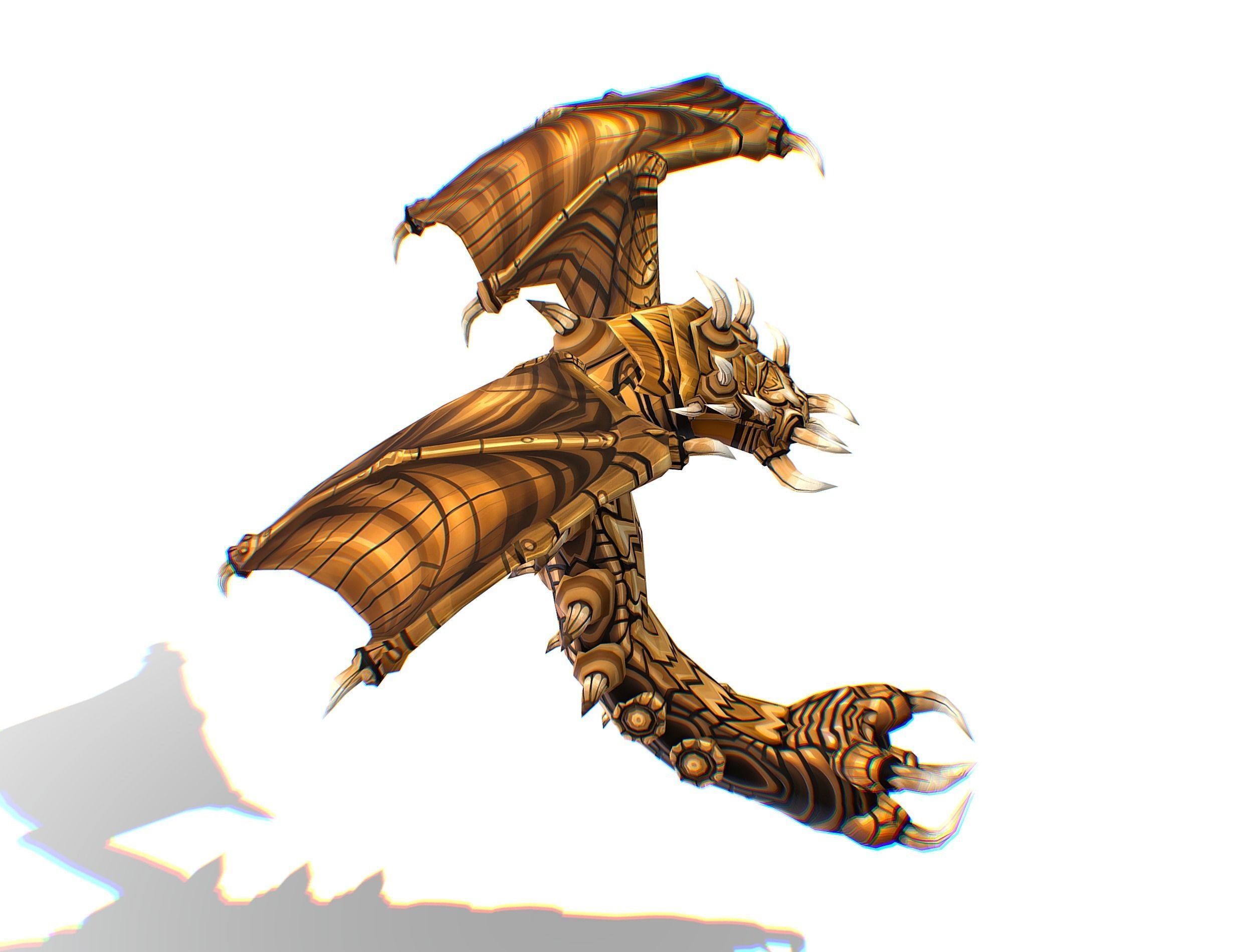 Animated Green Stingray Flying Monster Low-poly 3D model_19