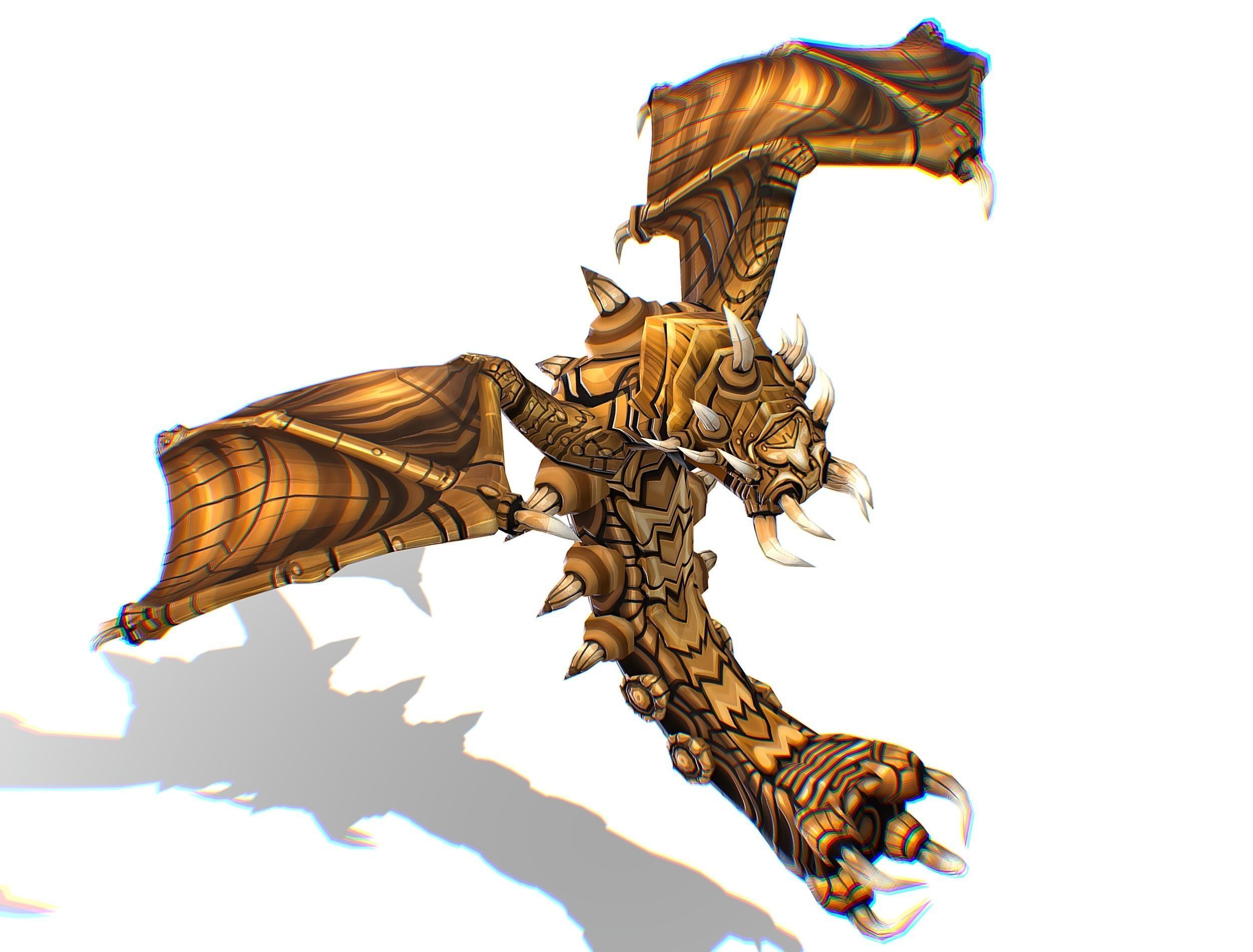 Animated Green Stingray Flying Monster Low-poly 3D model_33