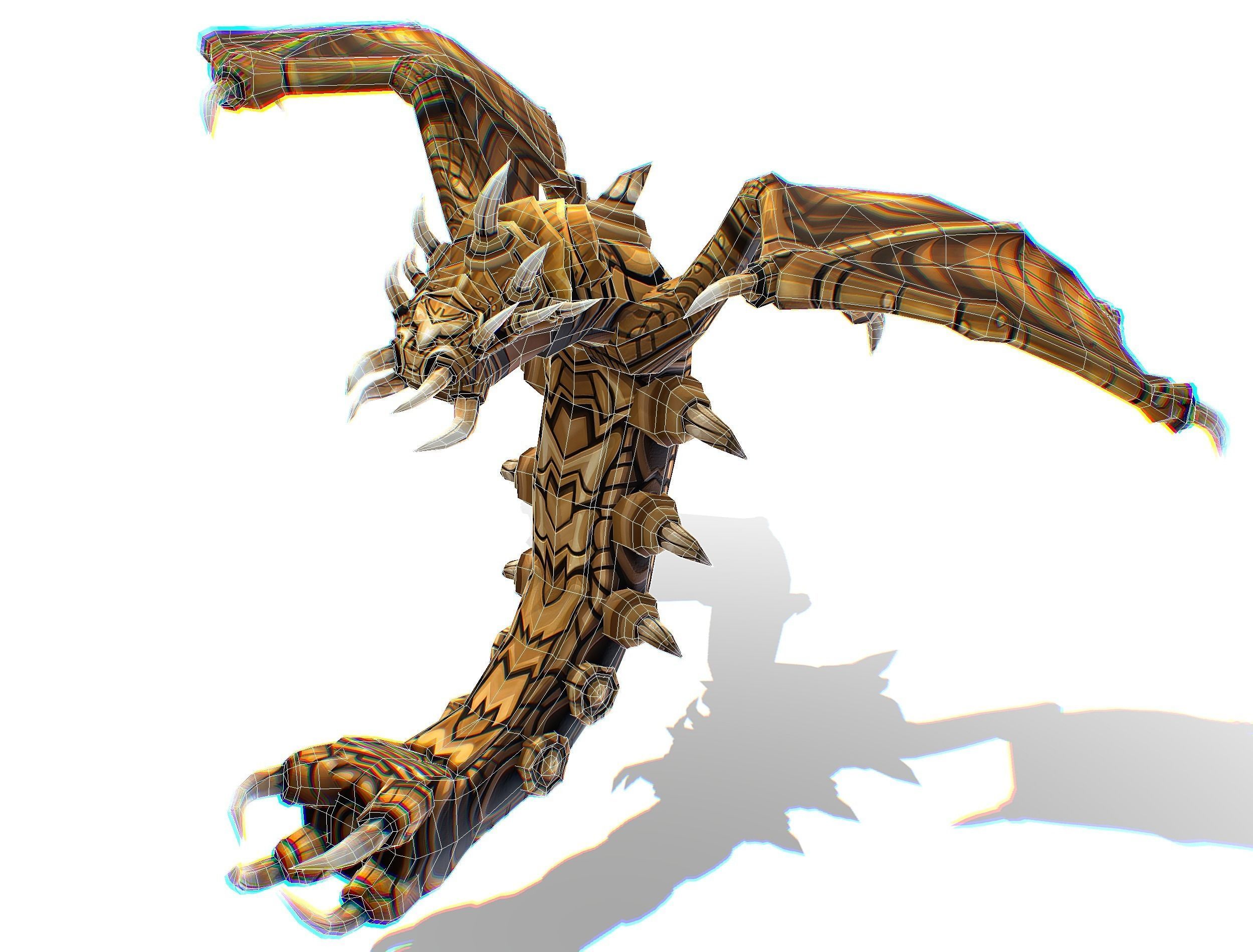 Animated Green Stingray Flying Monster Low-poly 3D model_36