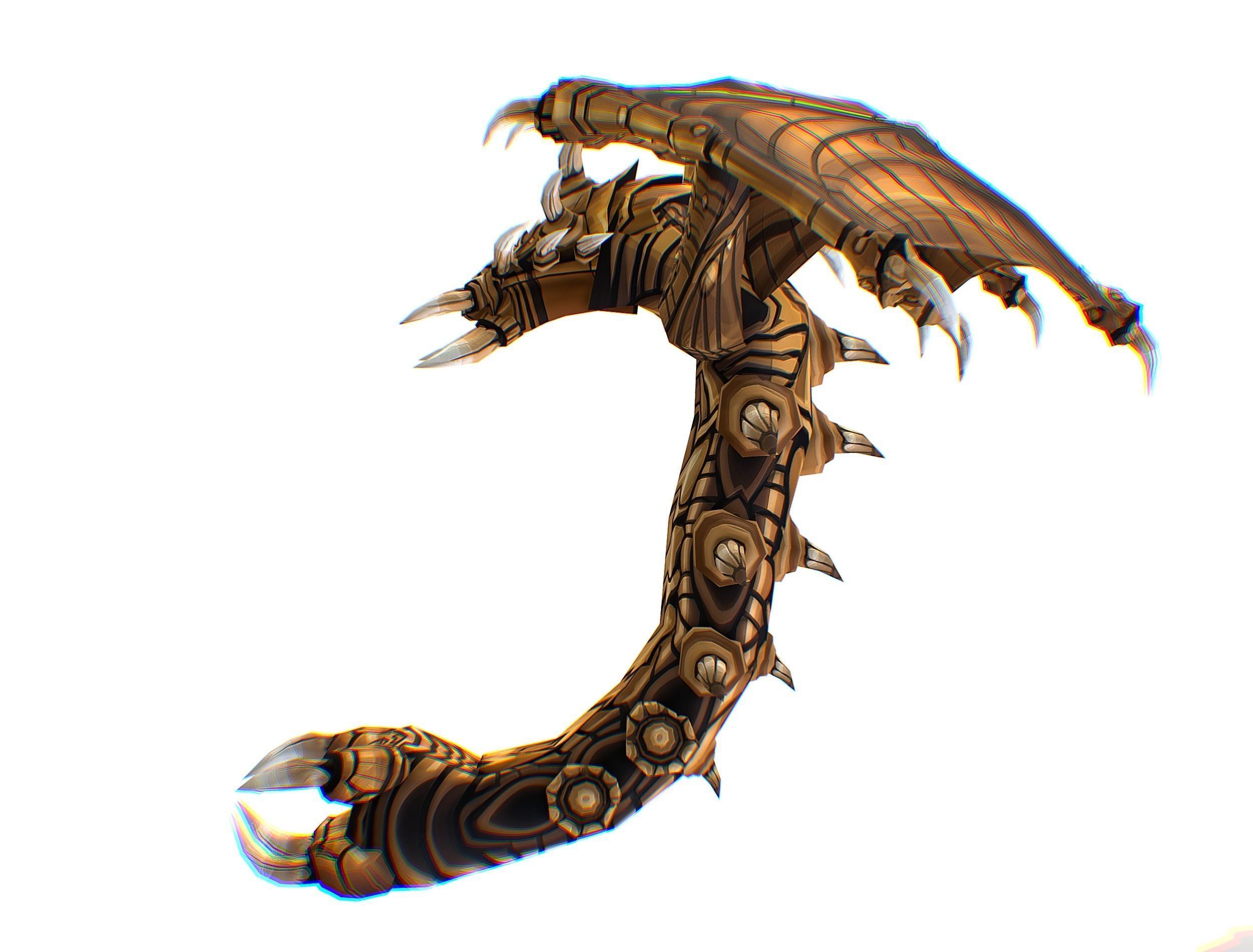 Animated Green Stingray Flying Monster Low-poly 3D model_28