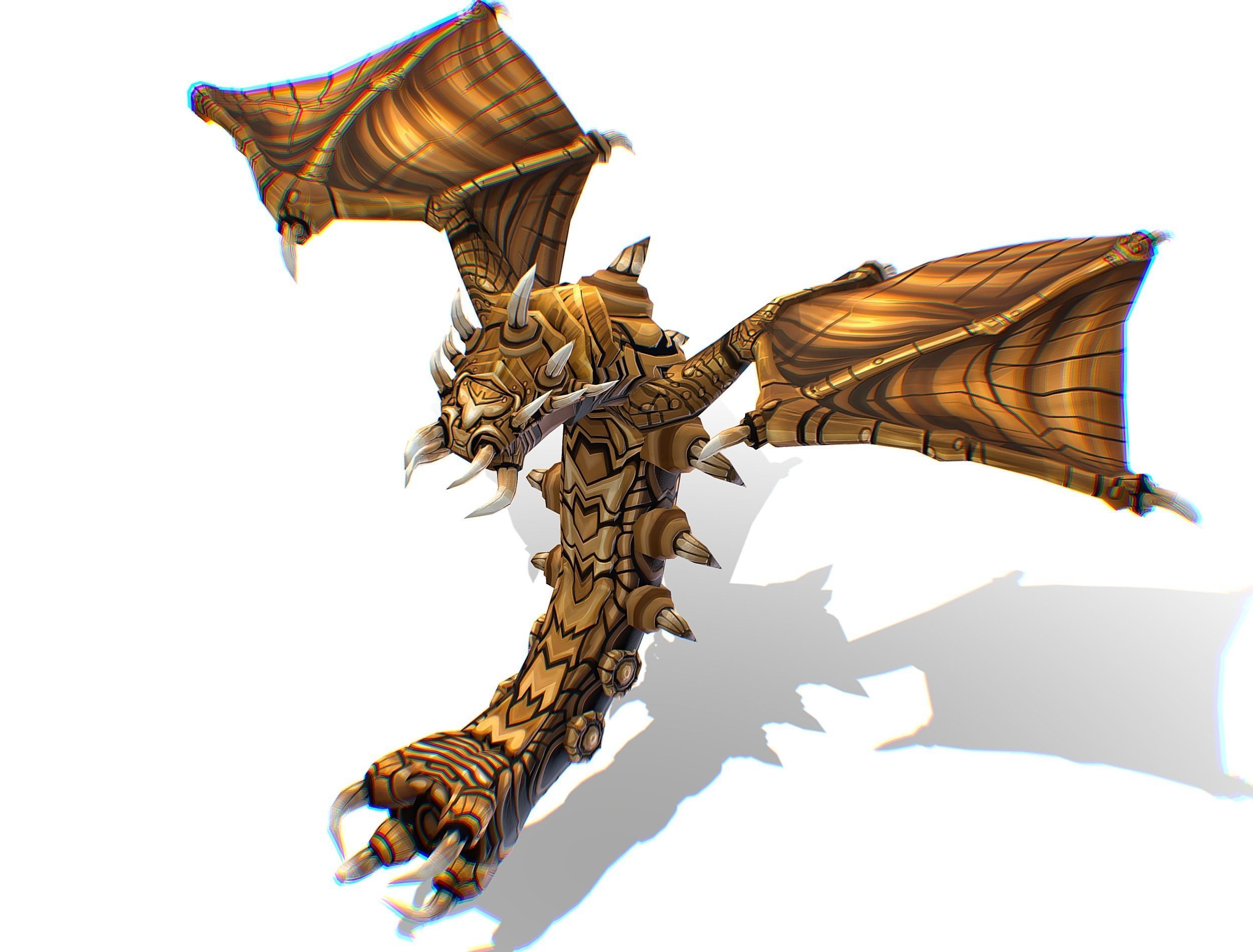 Animated Green Stingray Flying Monster Low-poly 3D model_2