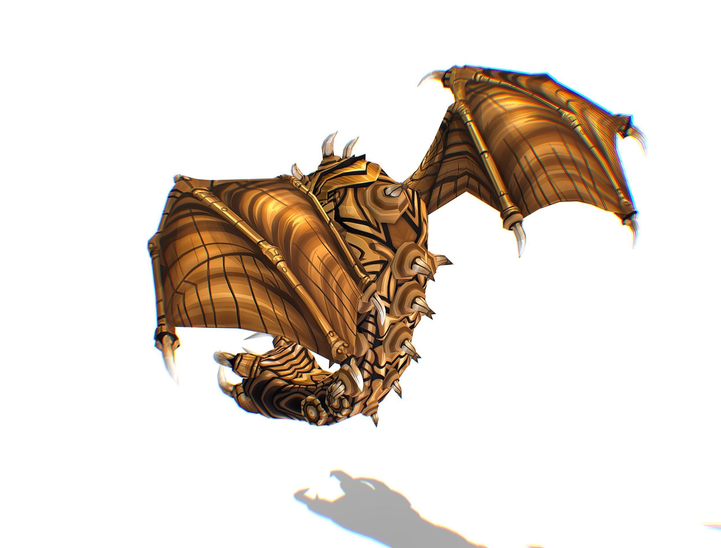 Animated Green Stingray Flying Monster Low-poly 3D model_24